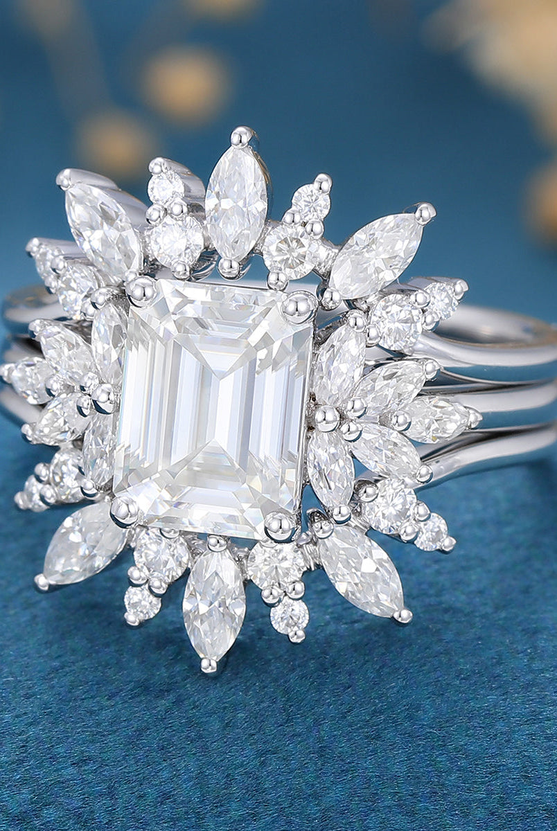emerald-shaped-moissanite-cluster-bridal-set-7