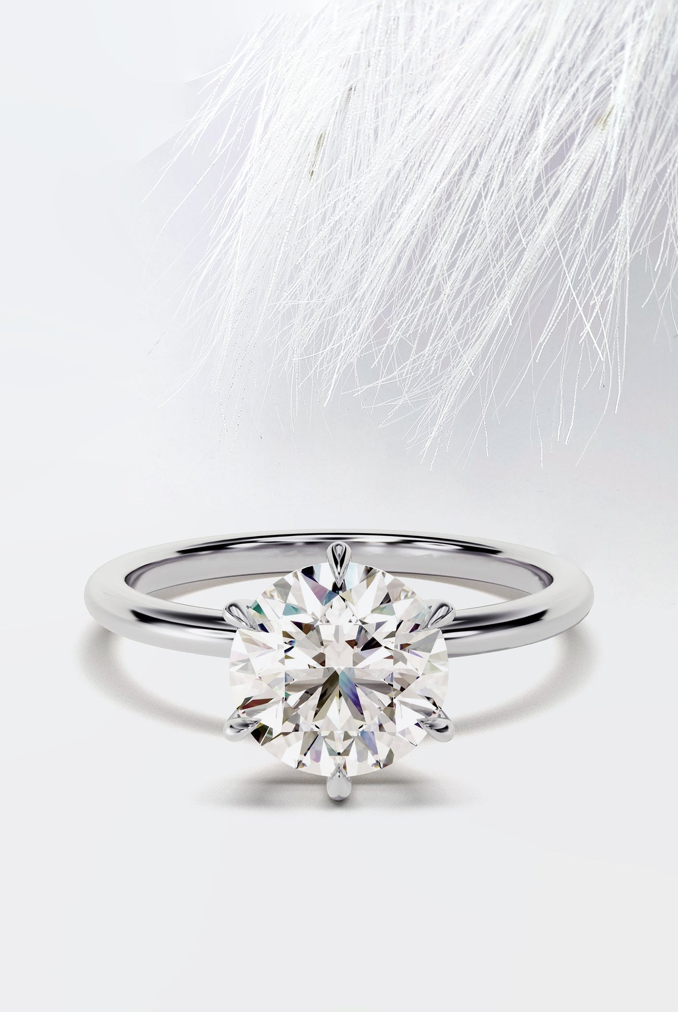 Round Cut Solitaire Diamond Solitaire Engagement Ring For Her