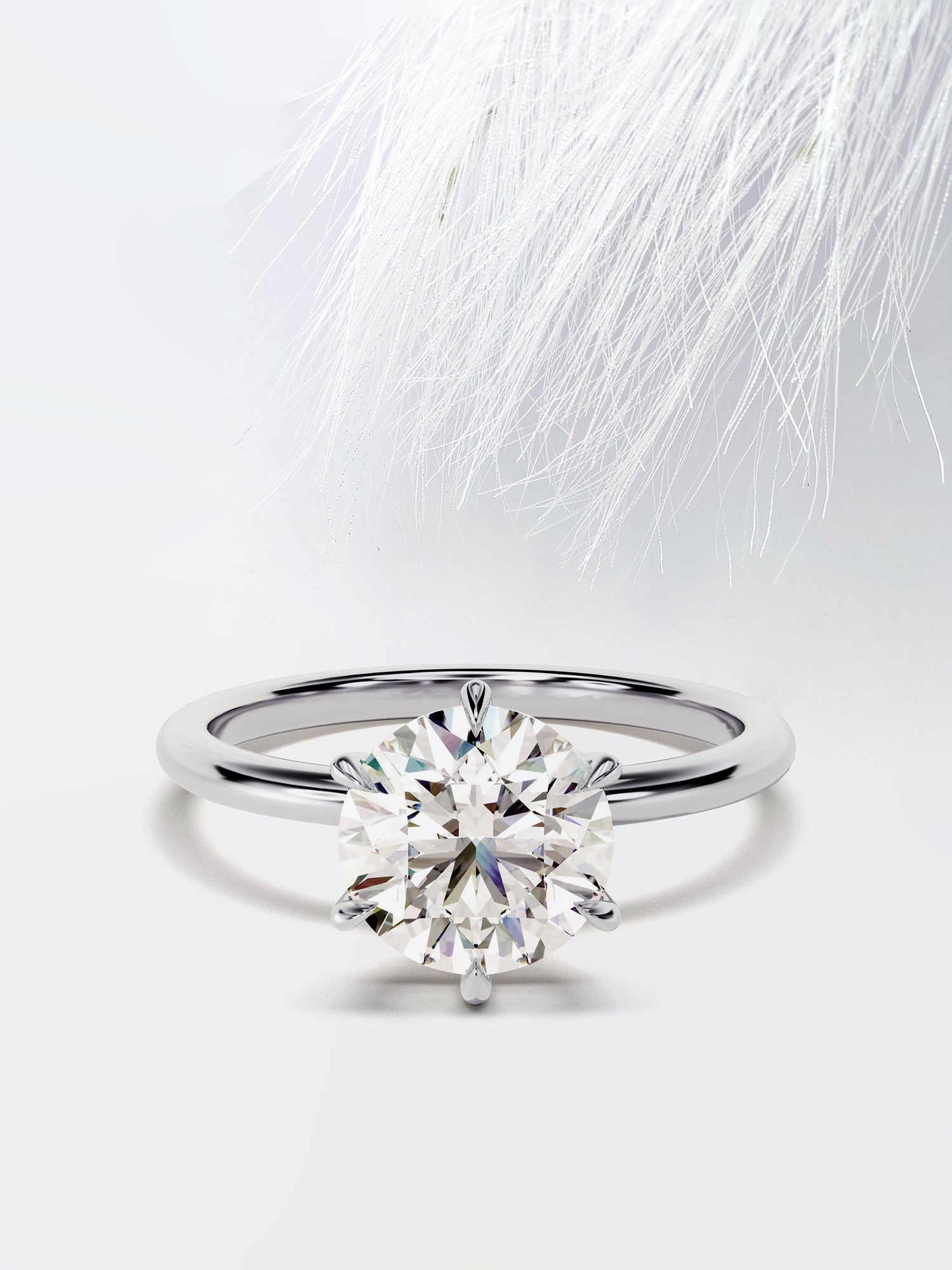 Round Cut Solitaire Diamond Solitaire Engagement Ring For Her