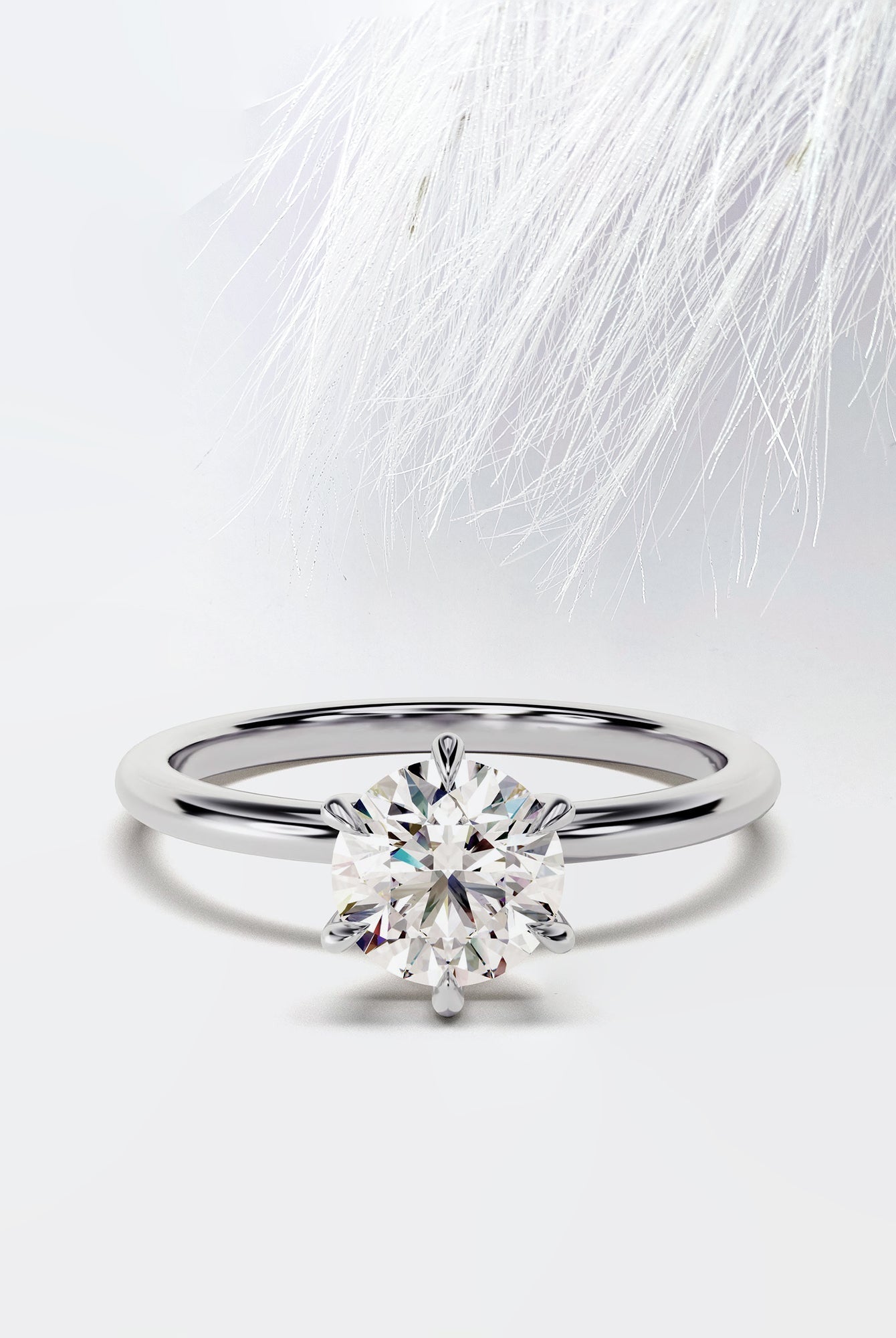 Round Cut Diamond Six Prong Moissanite Engagement Ring For Women