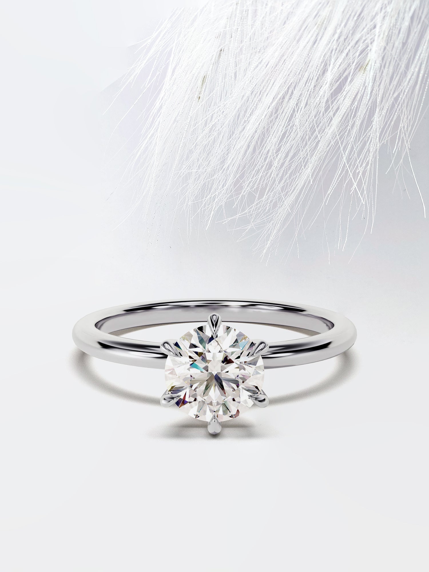 Round Cut Diamond Six Prong Moissanite Engagement Ring For Women