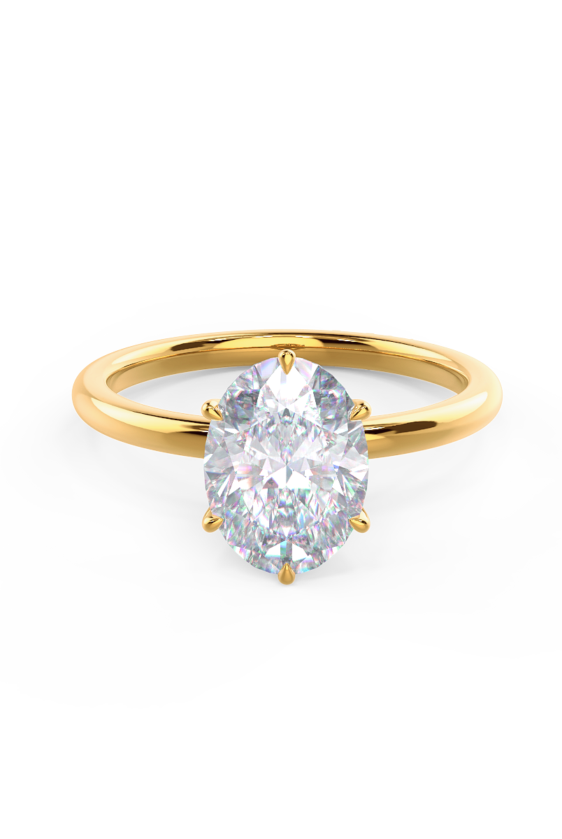1.50ct Oval Six Prong Moissanite Diamond Solitaire Engagement Ring