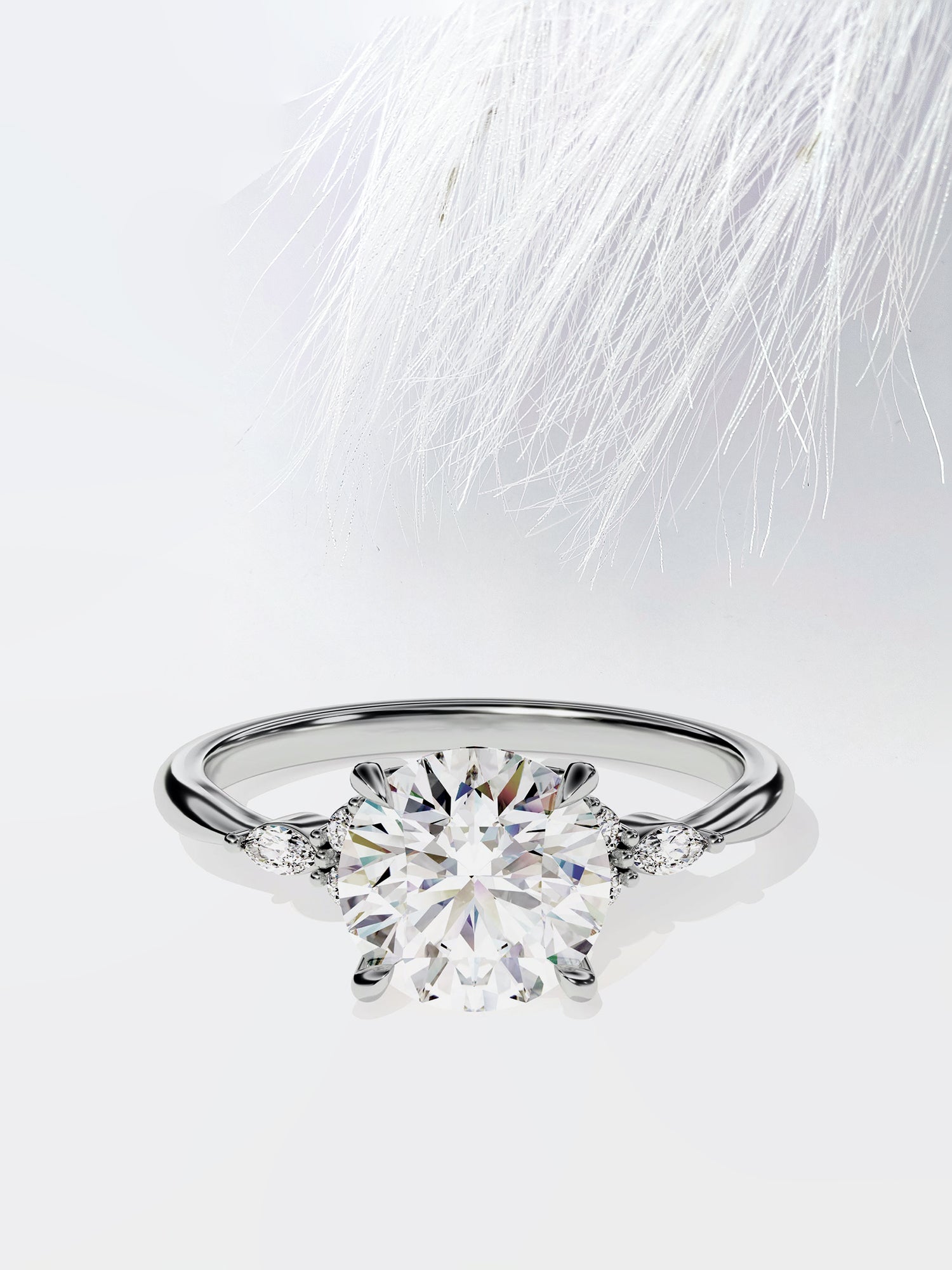 Round Cut Diamond Cluster Moissanite Engagement Ring