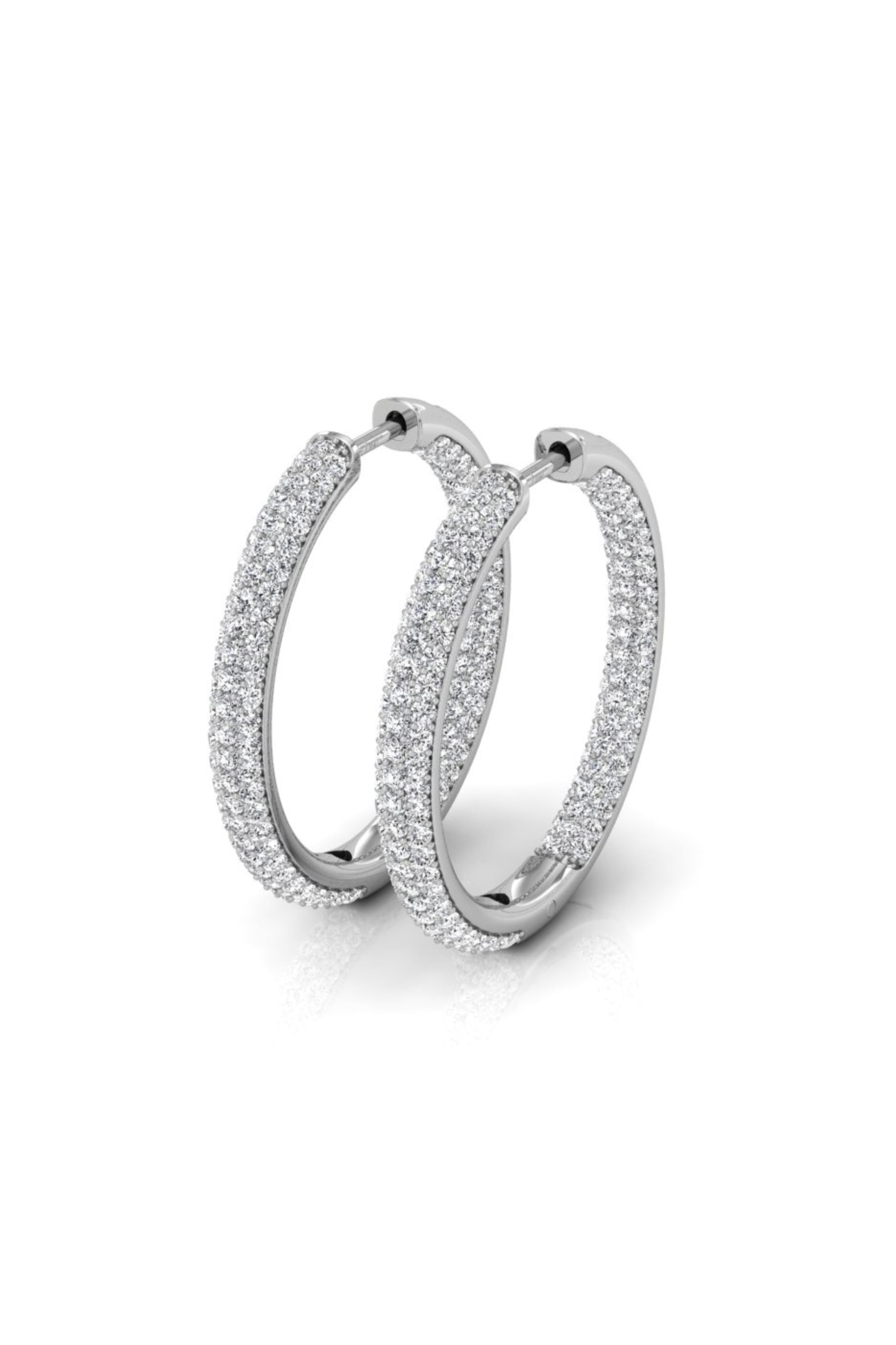 Round Cut Moissanite Diamond Three Side Hoops Earrings for Her