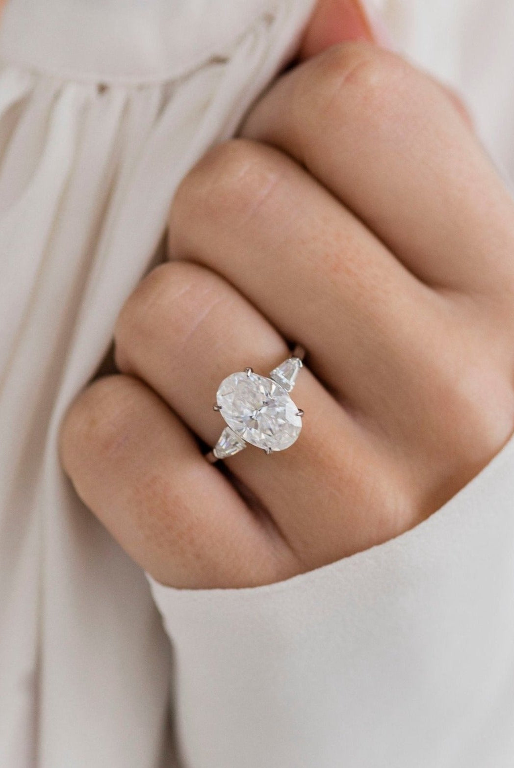 Geometric moissanite engagement rings