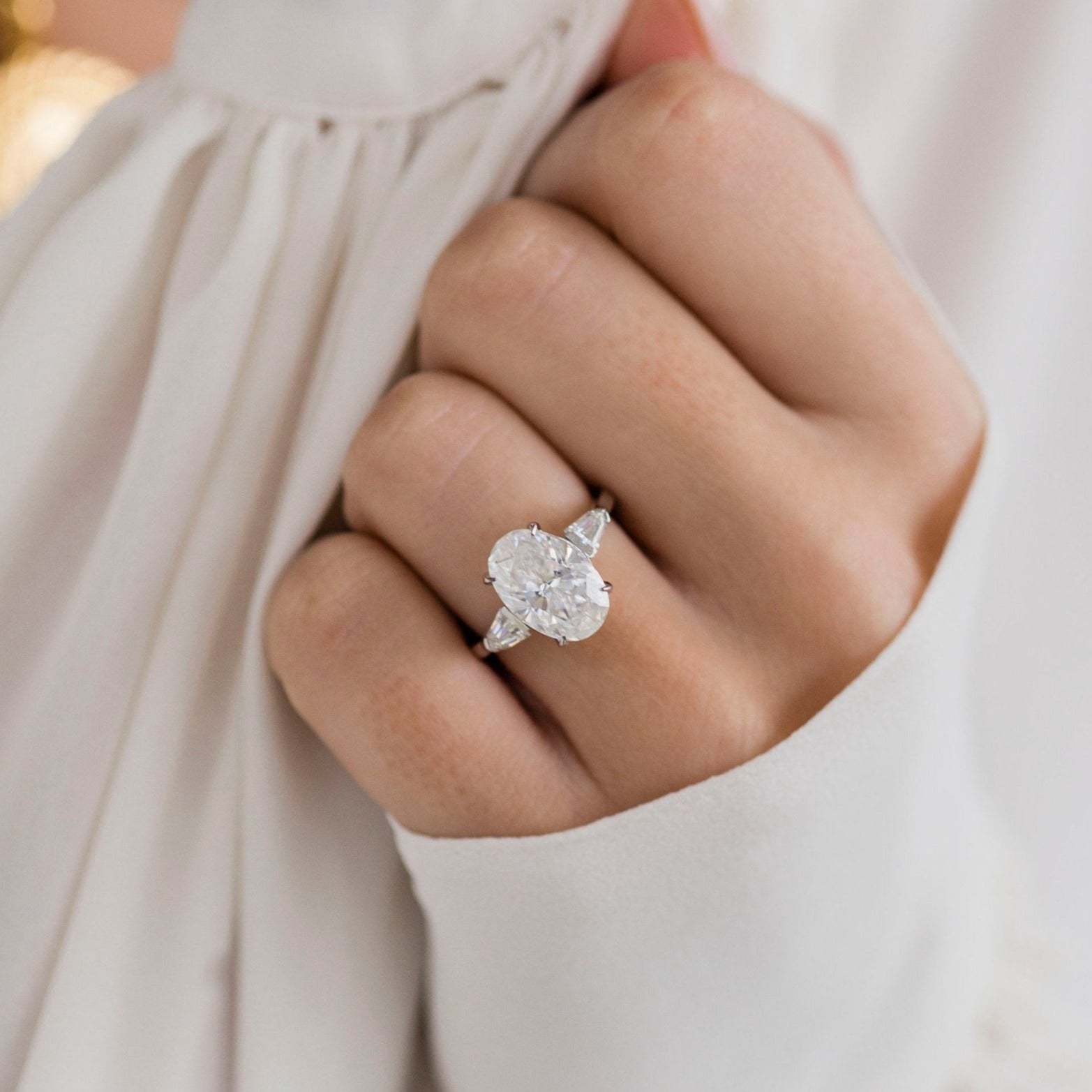 Geometric moissanite engagement rings