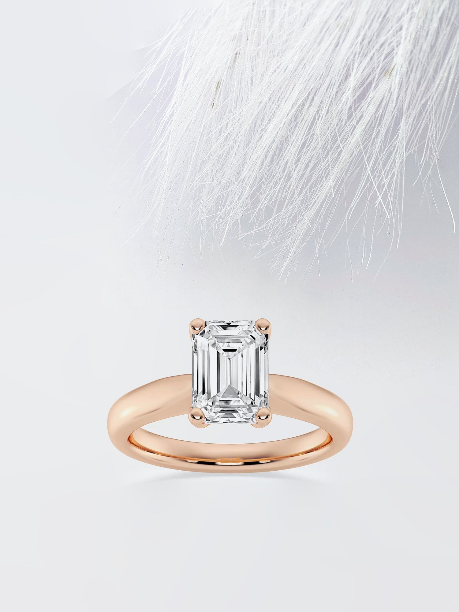 Emerald Cut Diamond Cathedral Moissanite Engagement Ring For Her