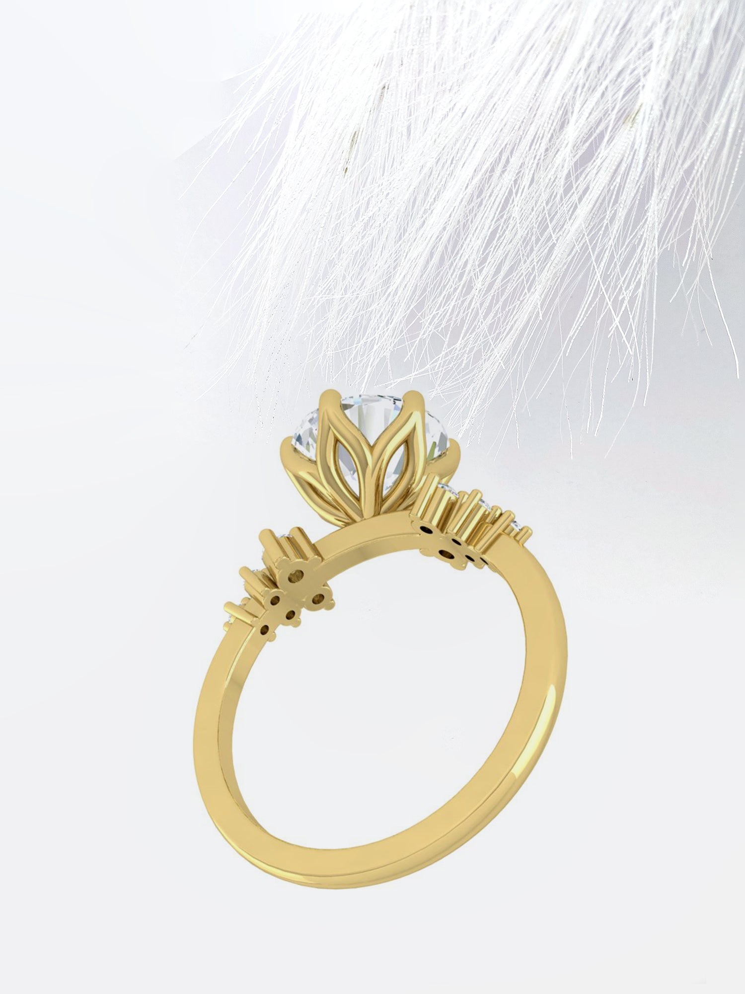 Round Cut Diamond Cluster Moissanite Engagement Ring For Her