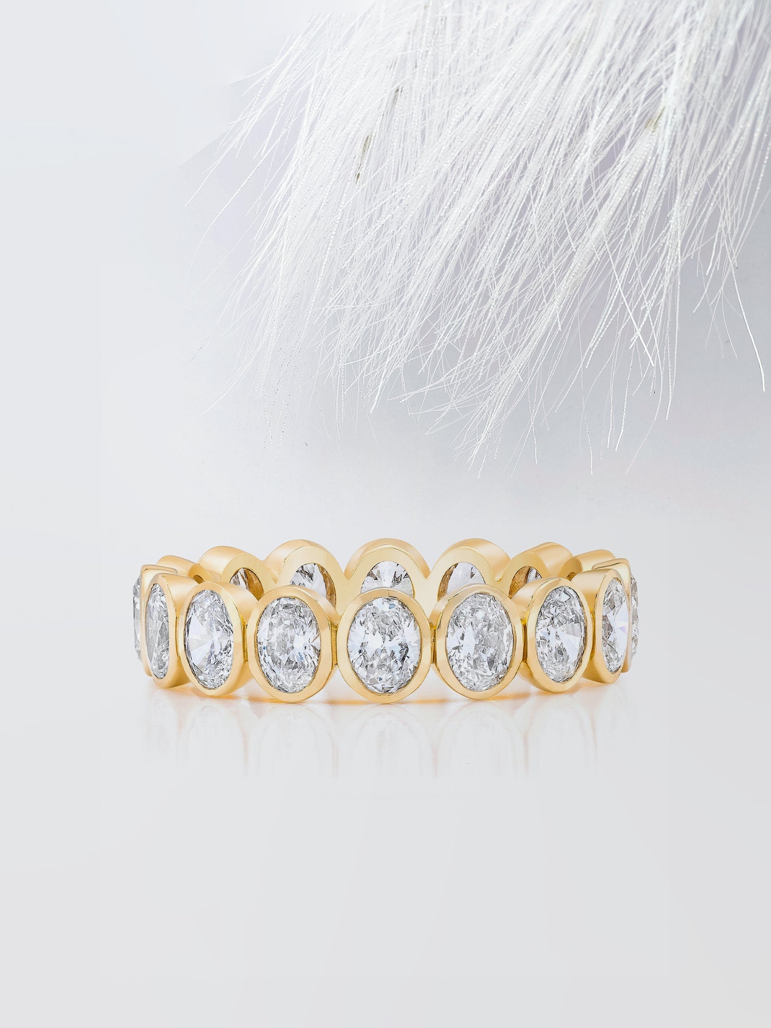 Bezel Set Oval Cut Moissanite Eternity Diamond Wedding Band