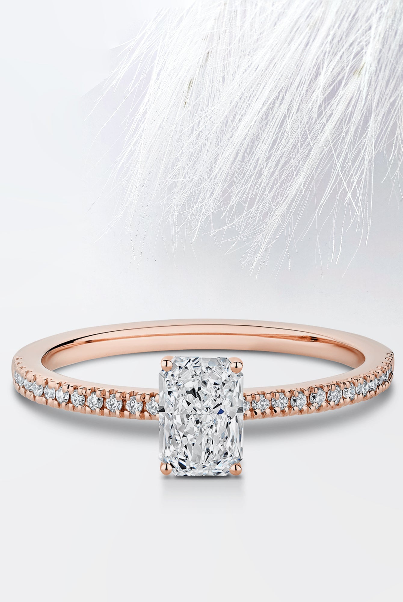 Radiant Diamond Cathedral Set Moissanite Engagement Ring For Women