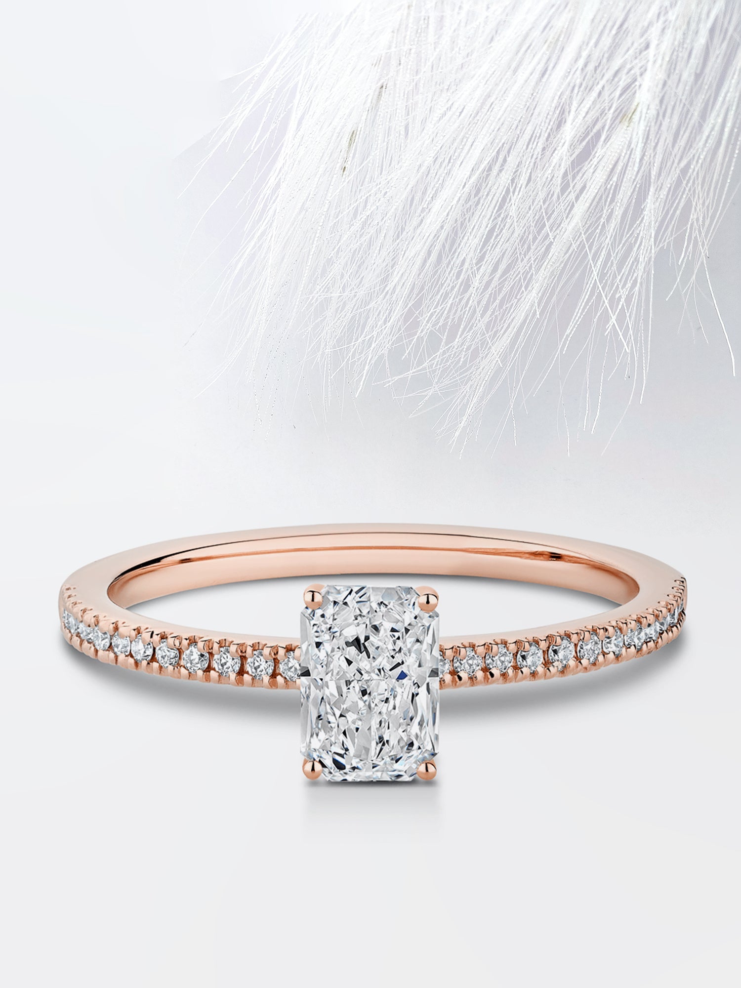 Radiant Diamond Cathedral Set Moissanite Engagement Ring For Women