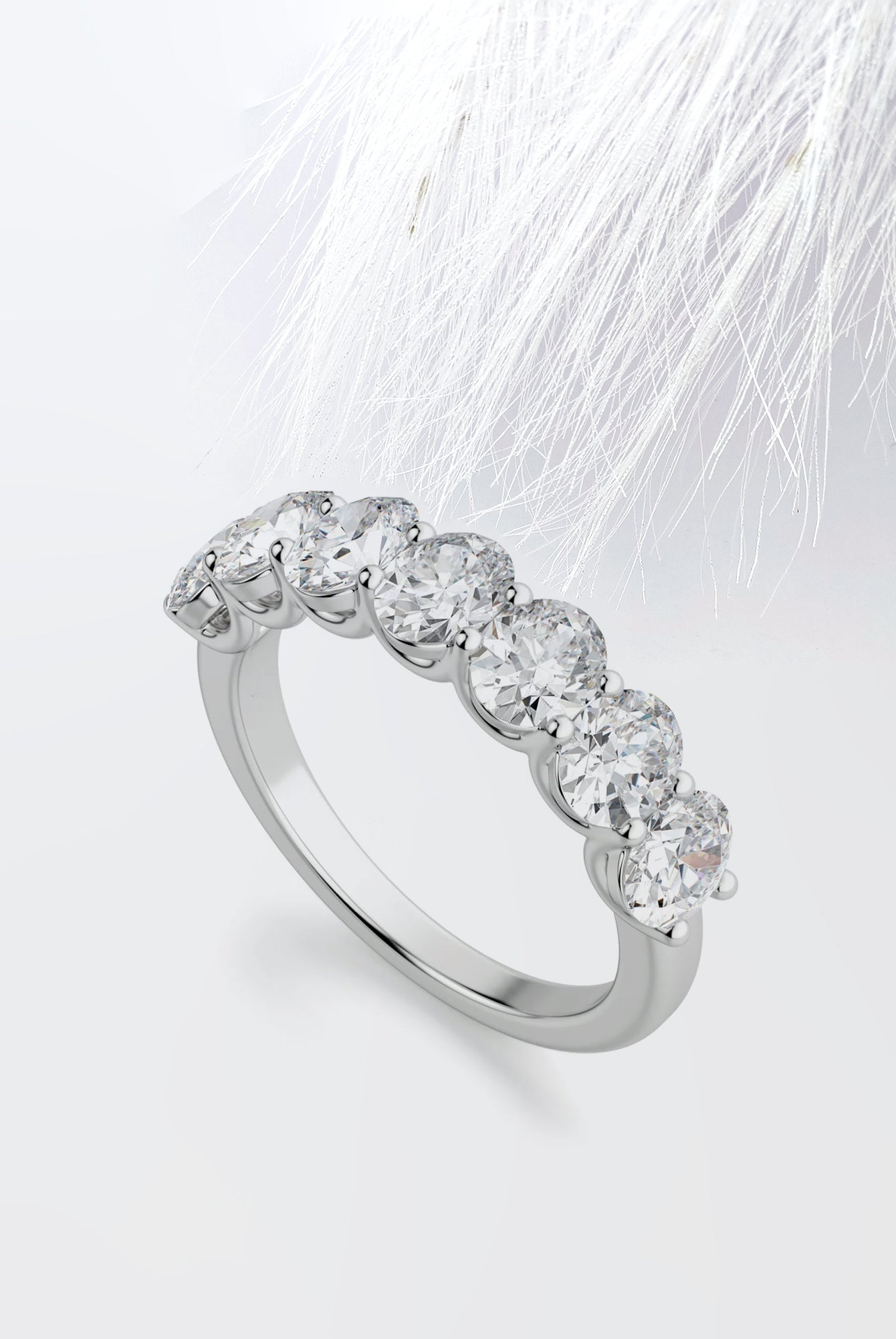 Oval Cut Moissanite Seven Stone Diamond Wedding Band