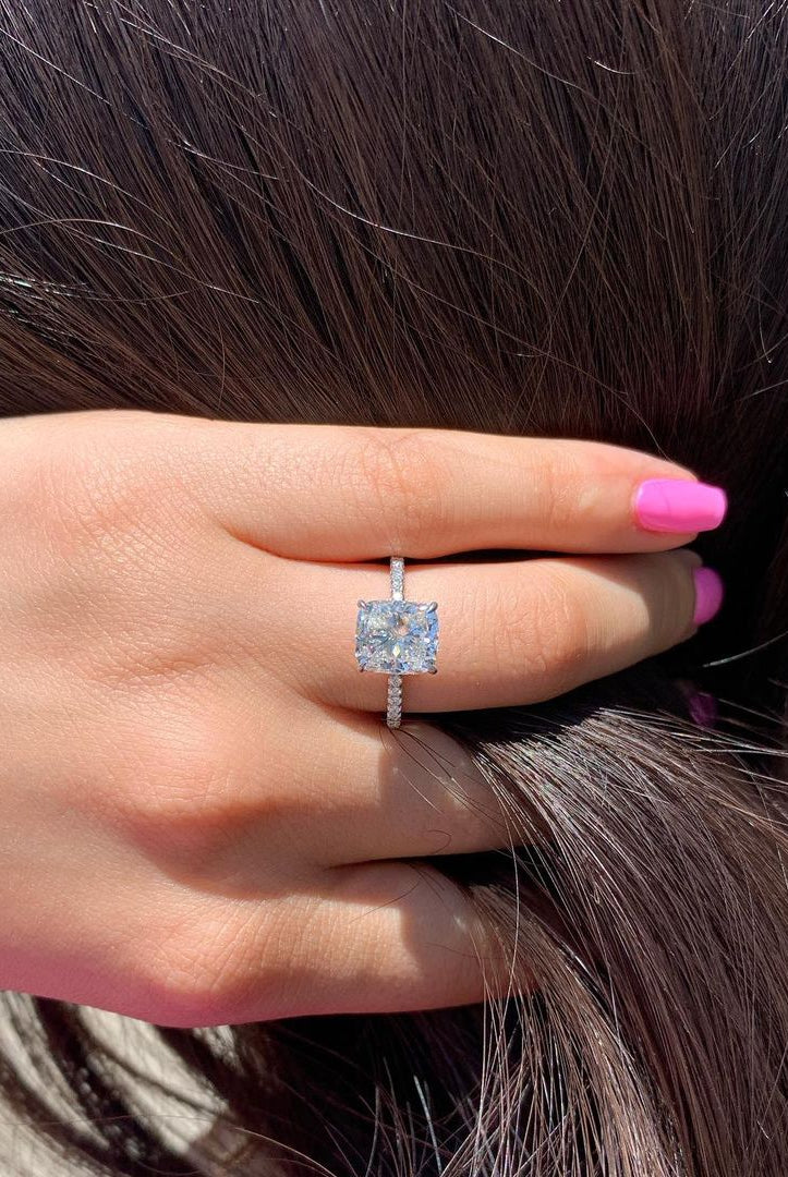 Moissanite bar setting trilogy ring New York