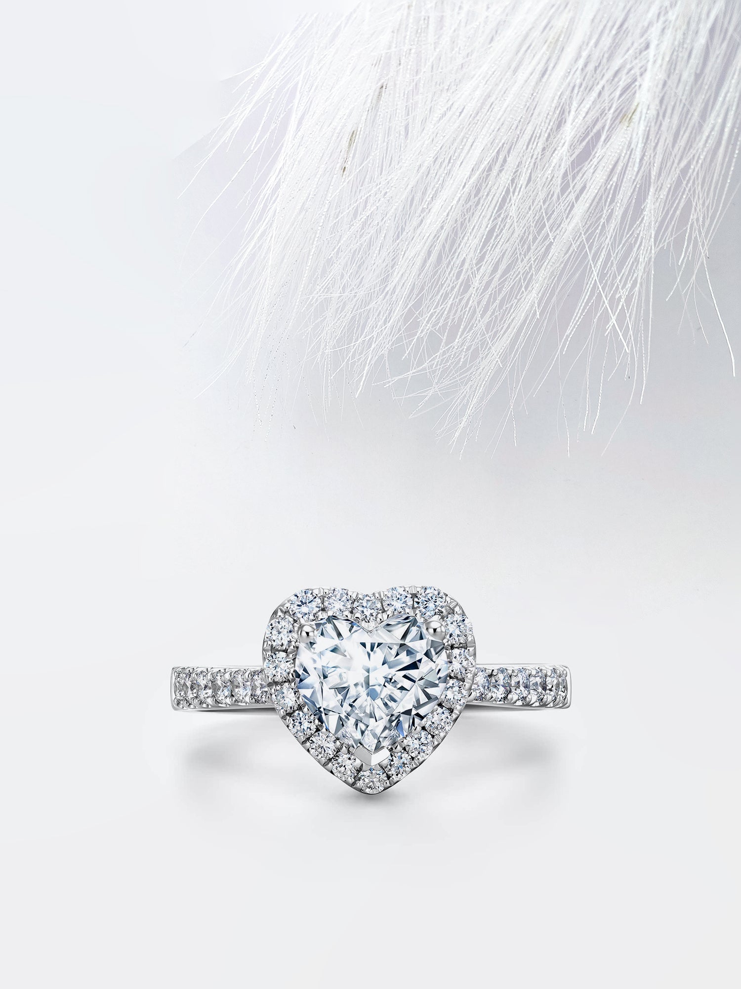 Heart Diamond Halo Moissanite Engagement Ring For Women