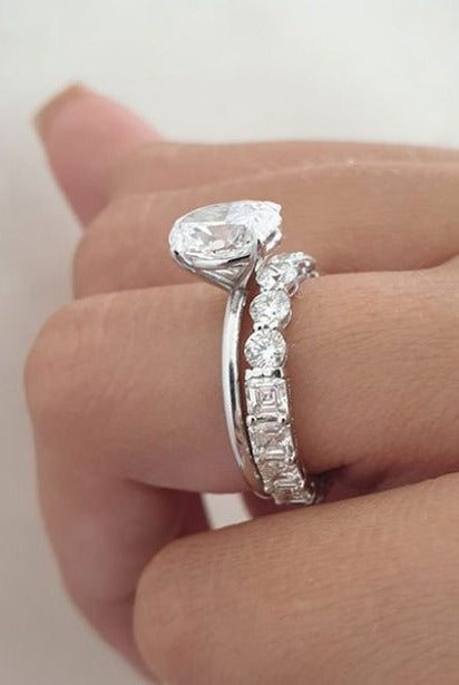 2.0ct Oval Moissanite Diamond Solitaire Engagement Ring For Women In 14K White Gold