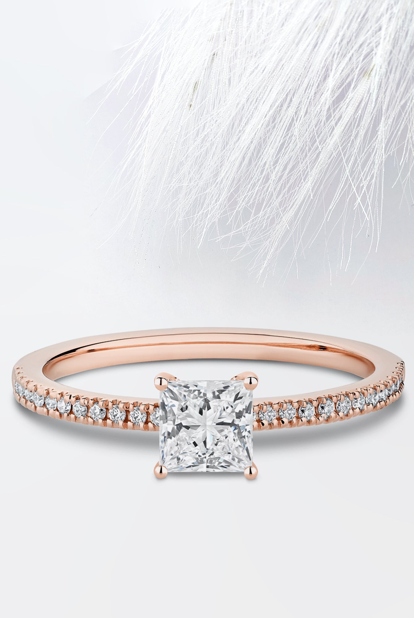 Princess Diamond Cathedral Set Moissanite Engagement Ring For Women