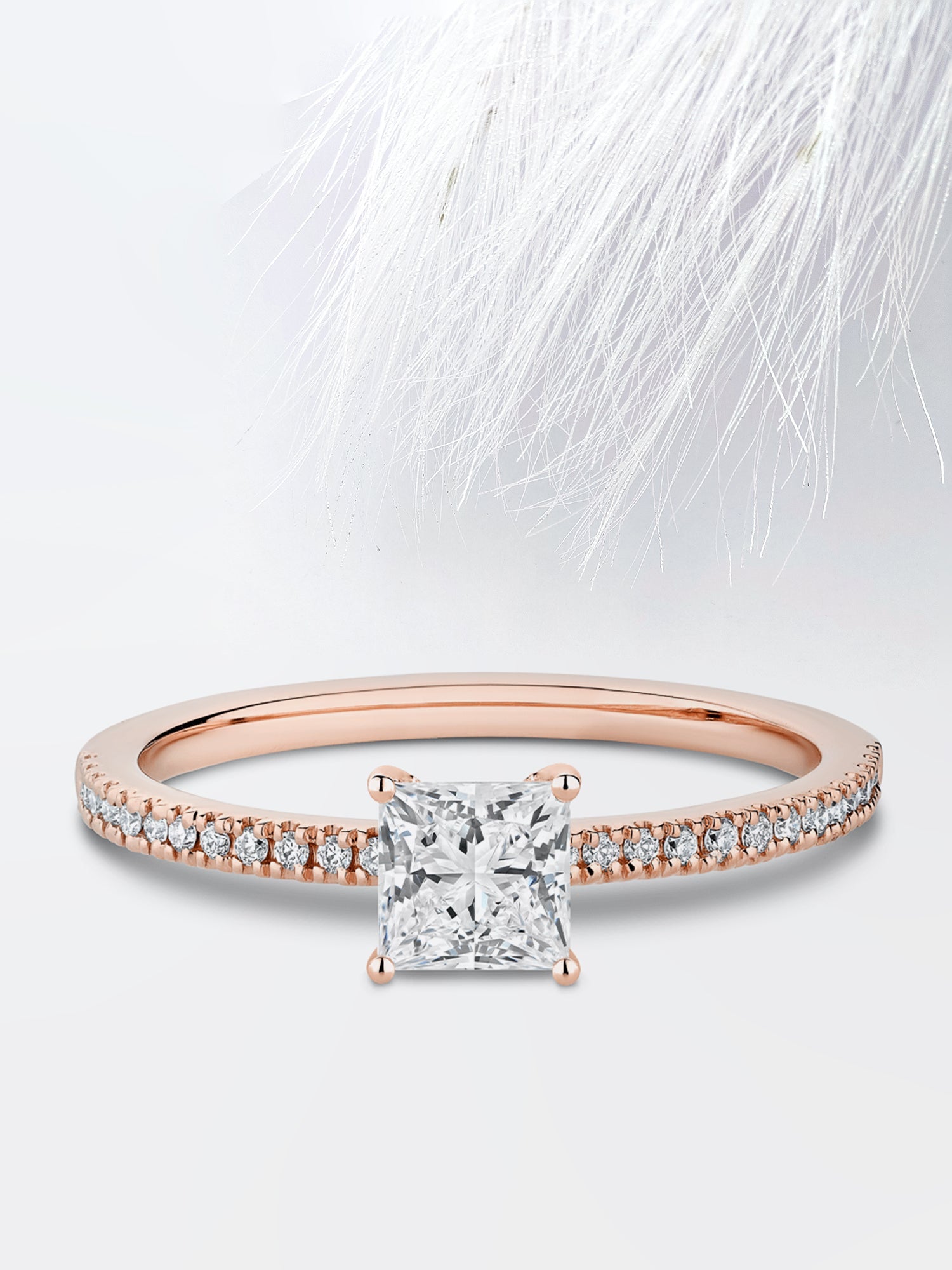 Princess Diamond Cathedral Set Moissanite Engagement Ring For Women