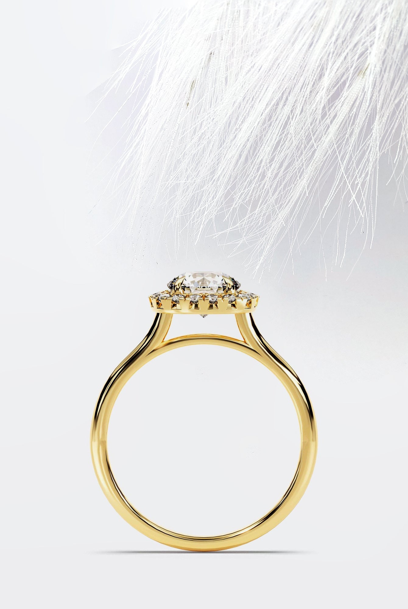 Round Cut Moissanite Diamond Halo Engagement Ring For Her