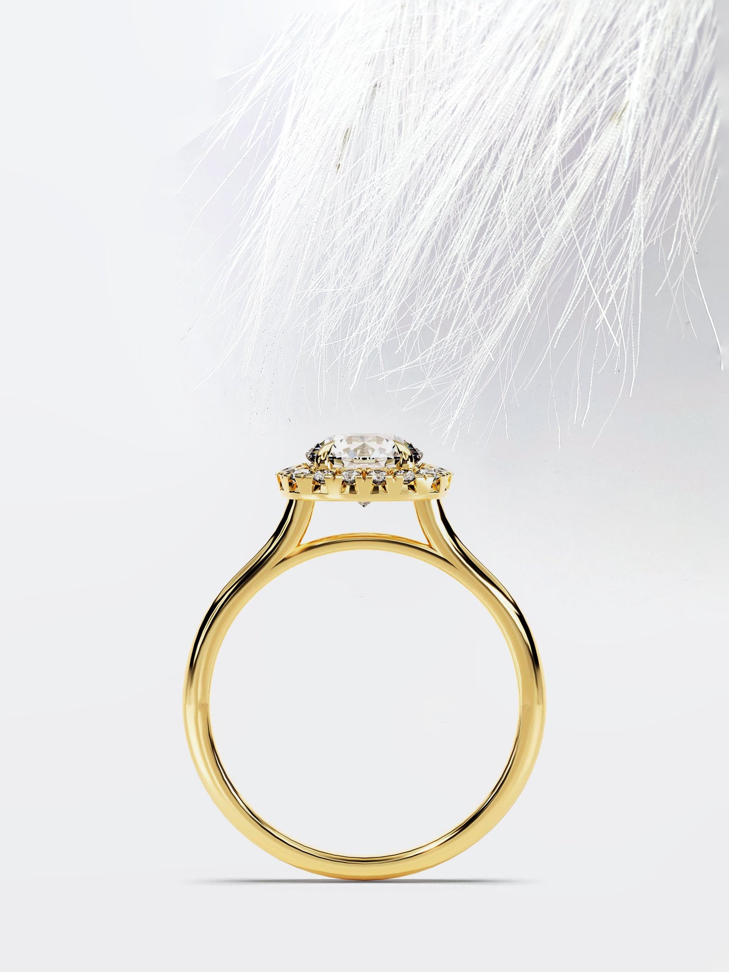 Round Cut Moissanite Diamond Halo Engagement Ring For Her