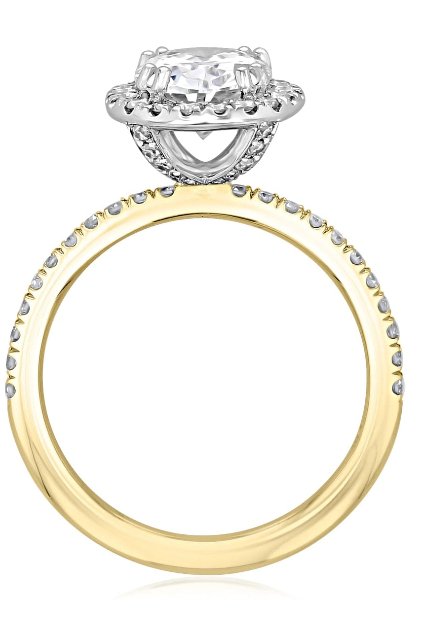 1.93CT Oval Halo Moissanite Diamond Two Tone Engagement Ring