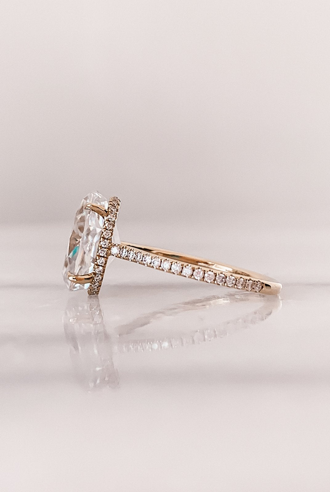 2.80CT Oval Pave Moissanite Diamond Hidden Halo Open Engagement Ring