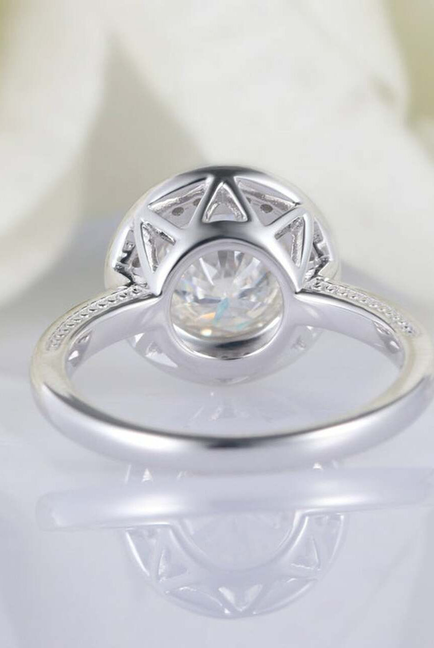 1.5CT Round Halo Moissanite Diamond Pave Engagement Ring In 14K White Gold