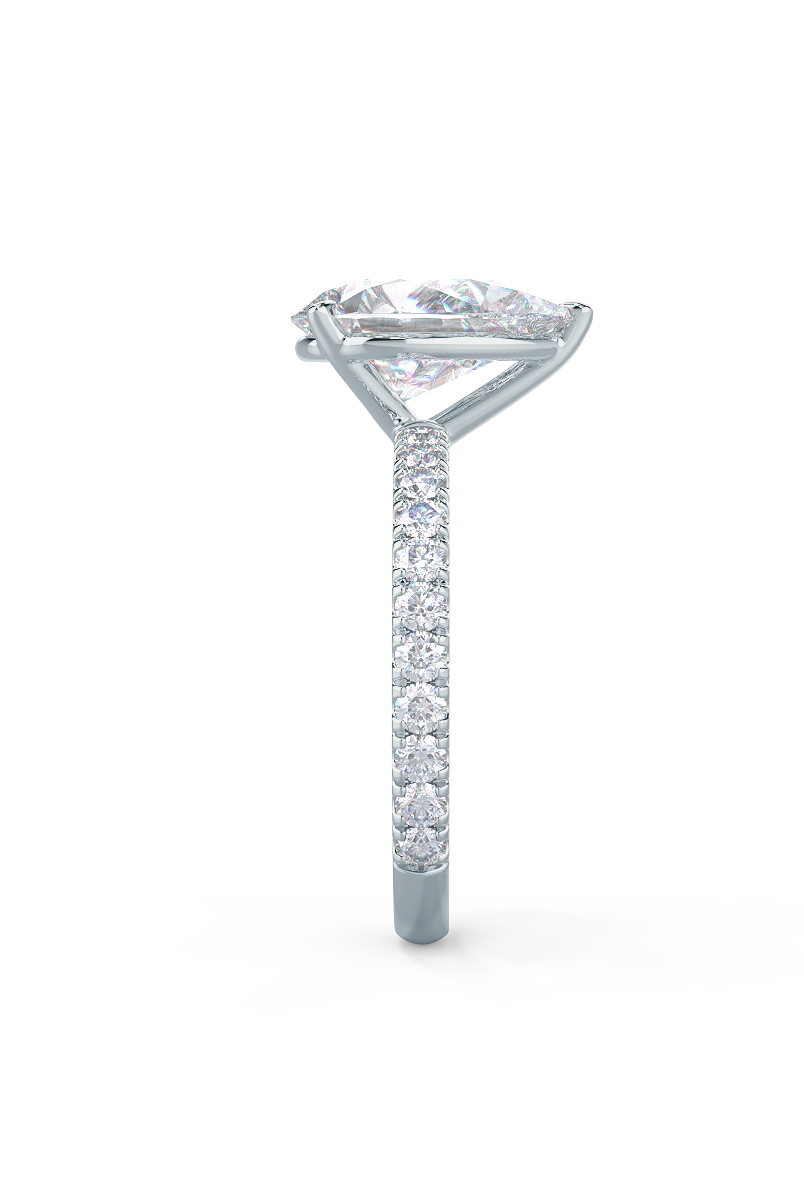 2.25CT Pear Hidden Halo Moissanite Diamond Pave Engagement Ring