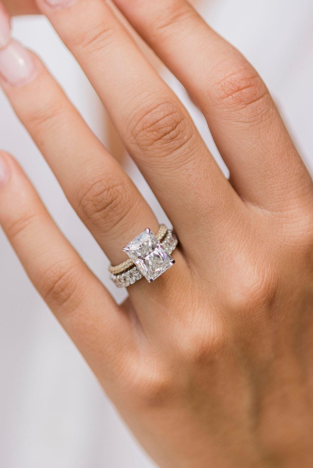 4.60CT Radiant Cut Hidden Halo Moissanite Engagement Ring