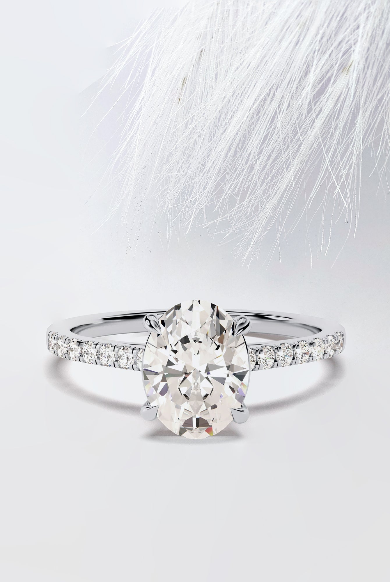 Oval Cut Moissanite Diamond Pave Engagement Ring For Women