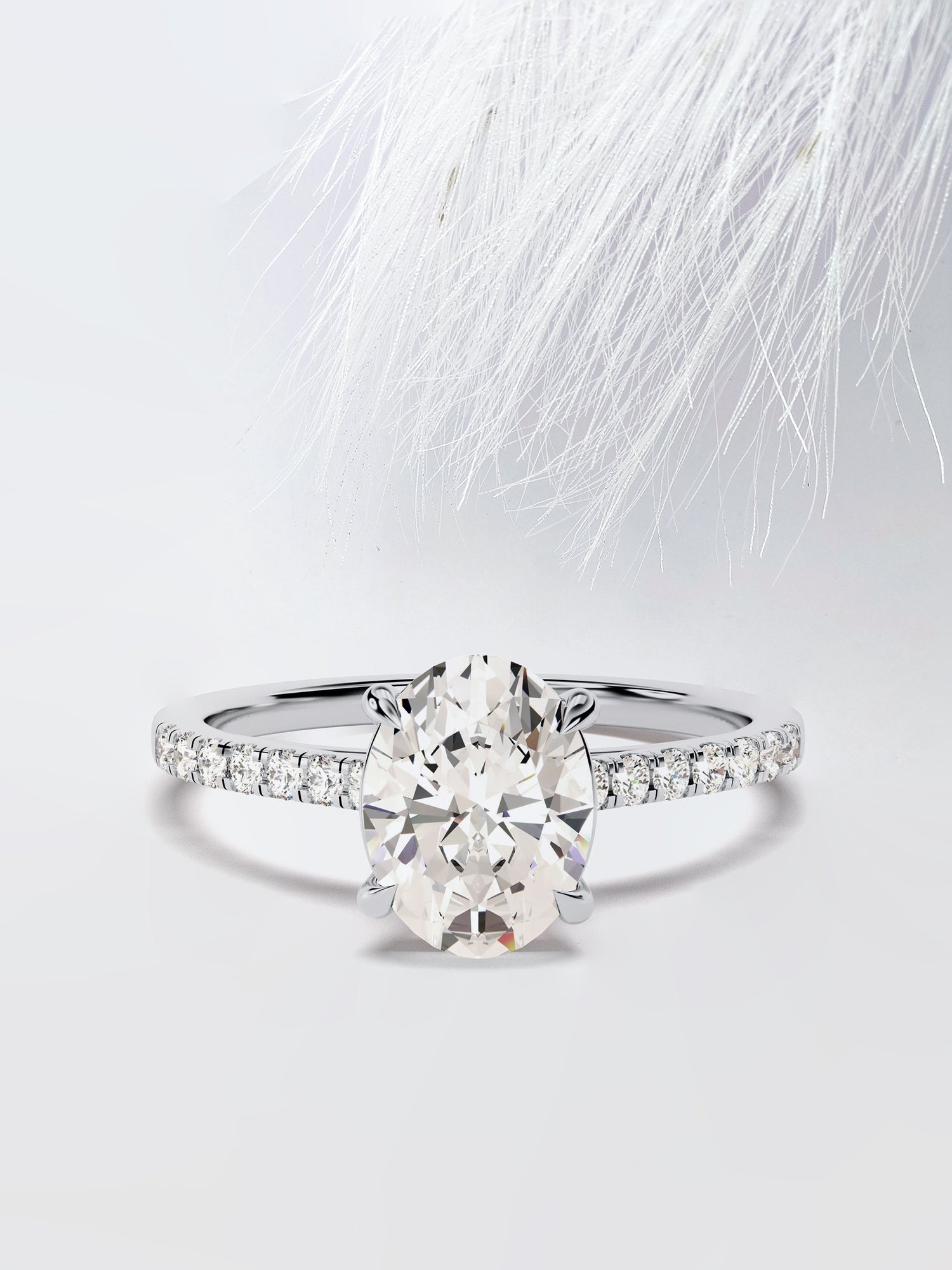 Oval Cut Moissanite Diamond Pave Engagement Ring For Women