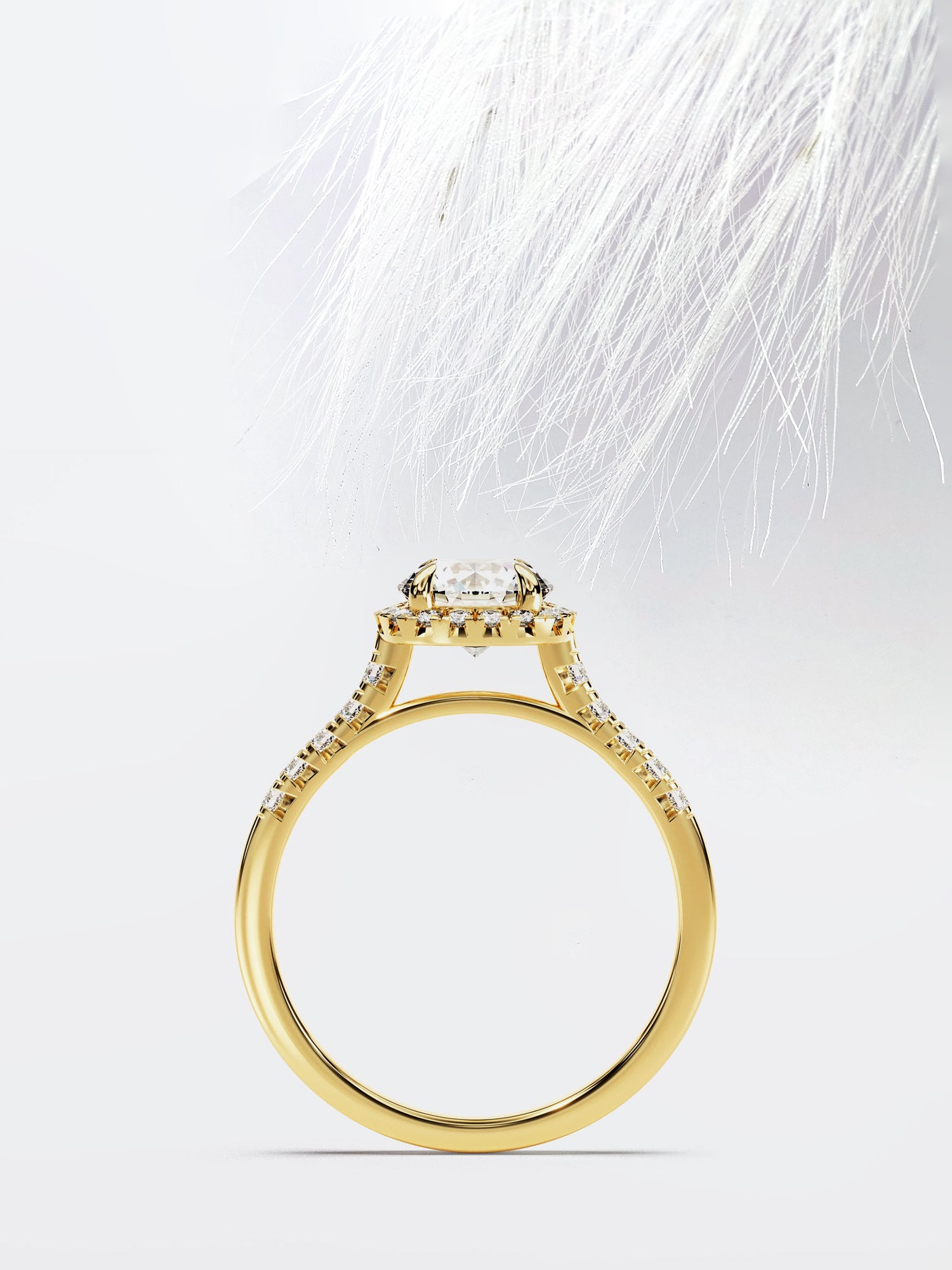 Round Cut Diamond Halo Moissanite Engagement Ring For Women