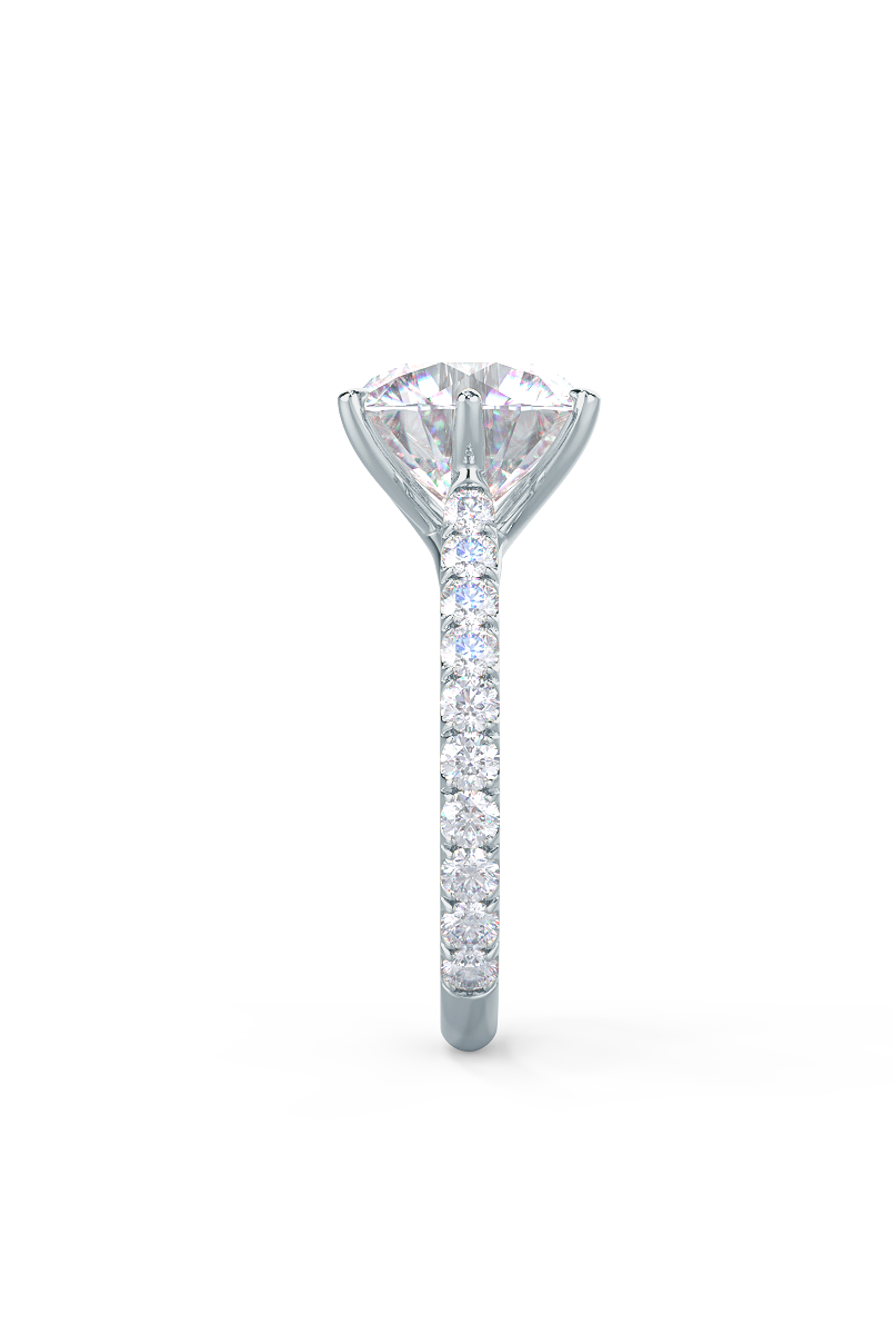 2.25CT Round Six Prong Moissanite Diamond Pave Engagement Ring For Women