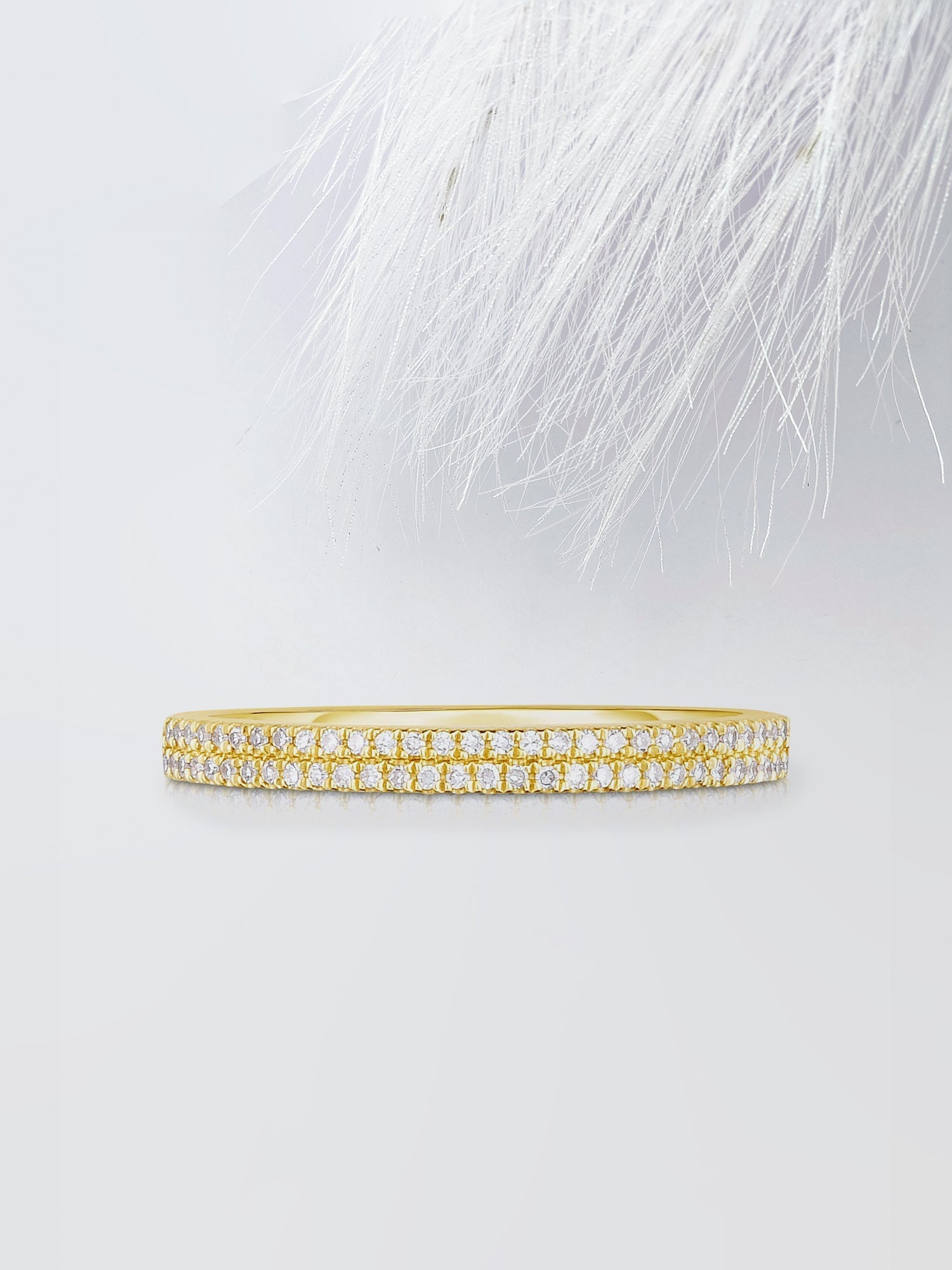 2.0mm Round Cut Moissanite Double Row Diamond Wedding Band