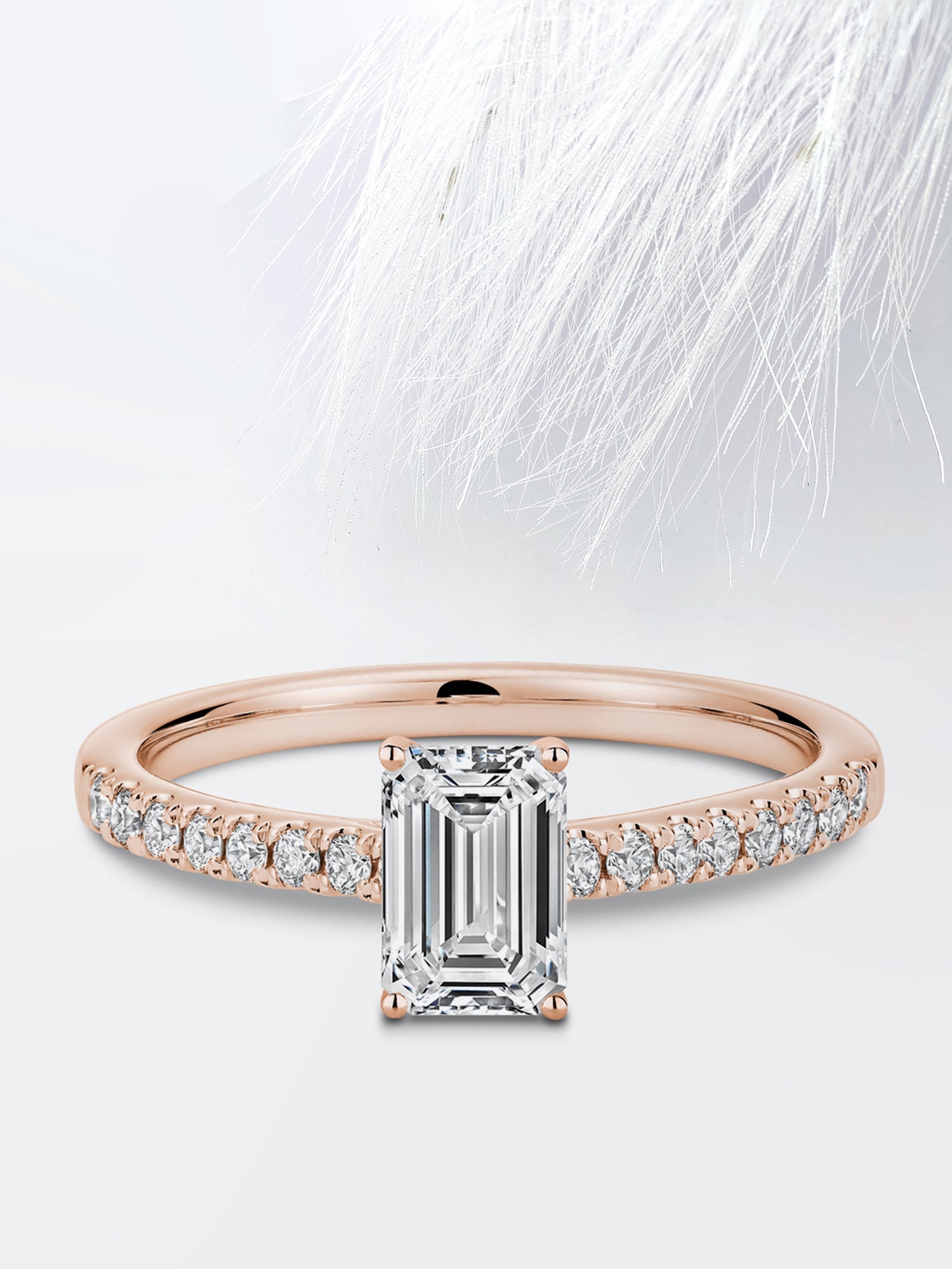 Emerald Cut Diamond Pave Engagement Ring For Women