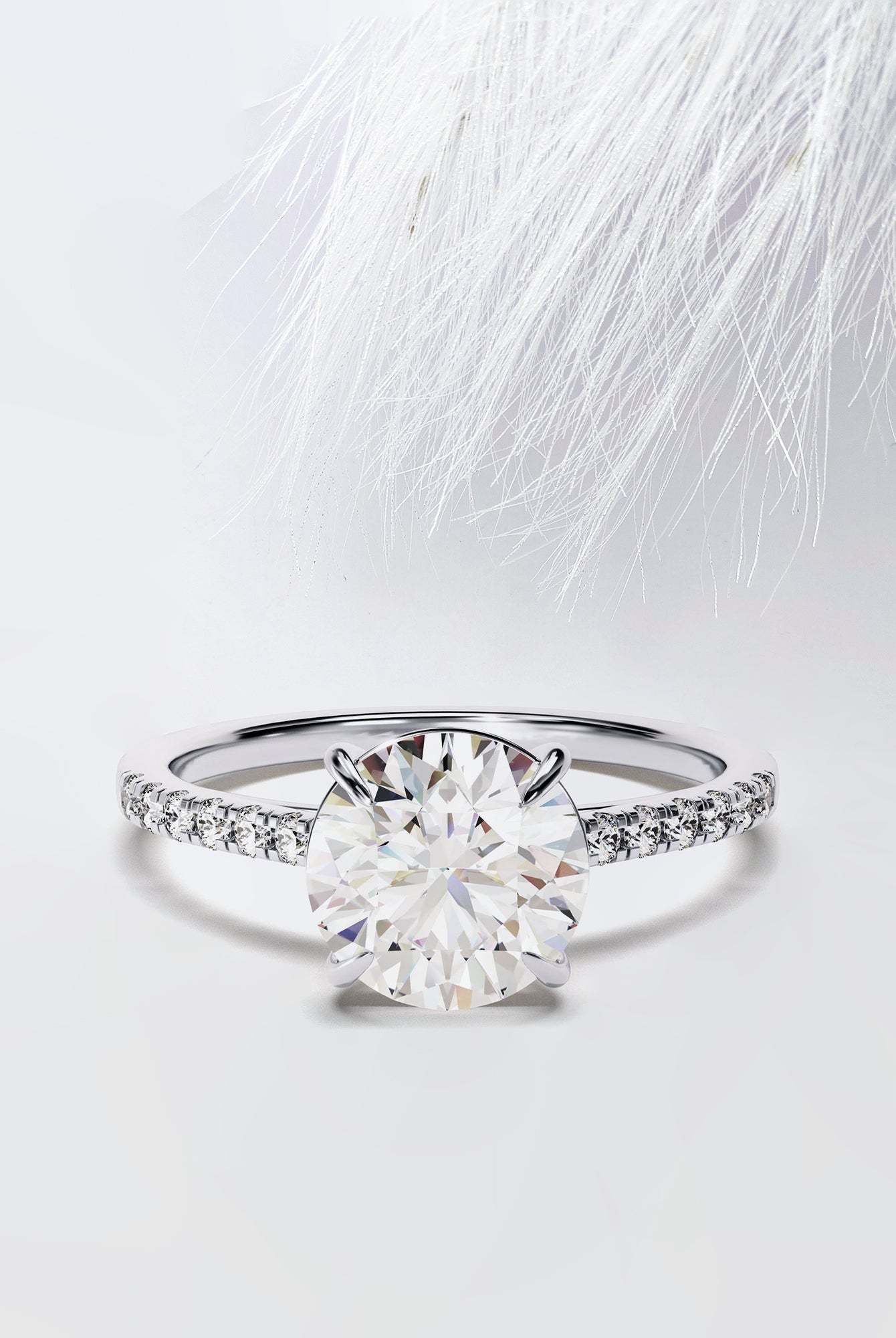 Round Cut Moissanite Pave Diamond Engagement Ring For Women