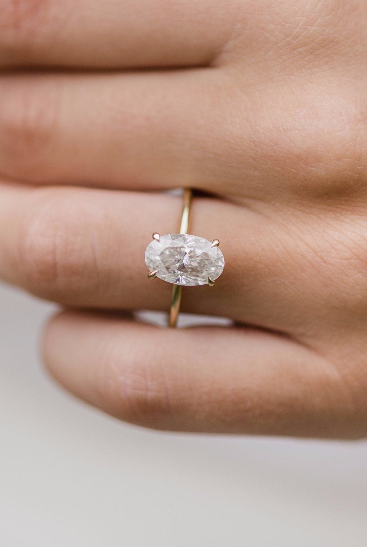 2.80CT Oval Cut Four Prong Moissanite Solitaire Engagement Ring