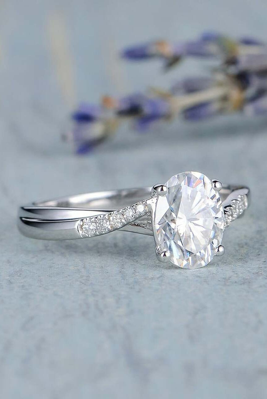 1.50CT Oval Four Prong Moissanite Diamond Infinity Engagement Ring