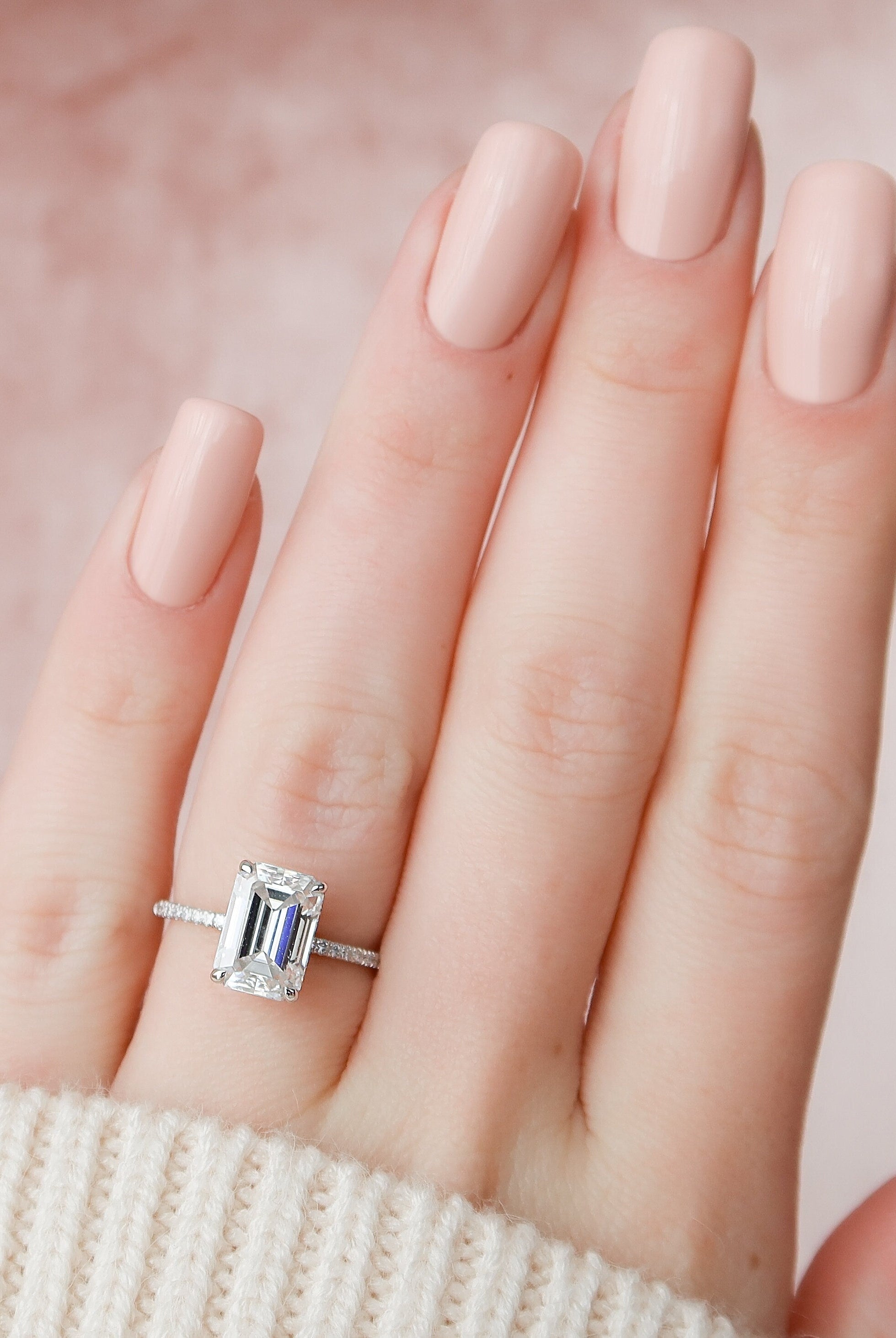 3 Carat Emerald Moissanite Engagement Ring