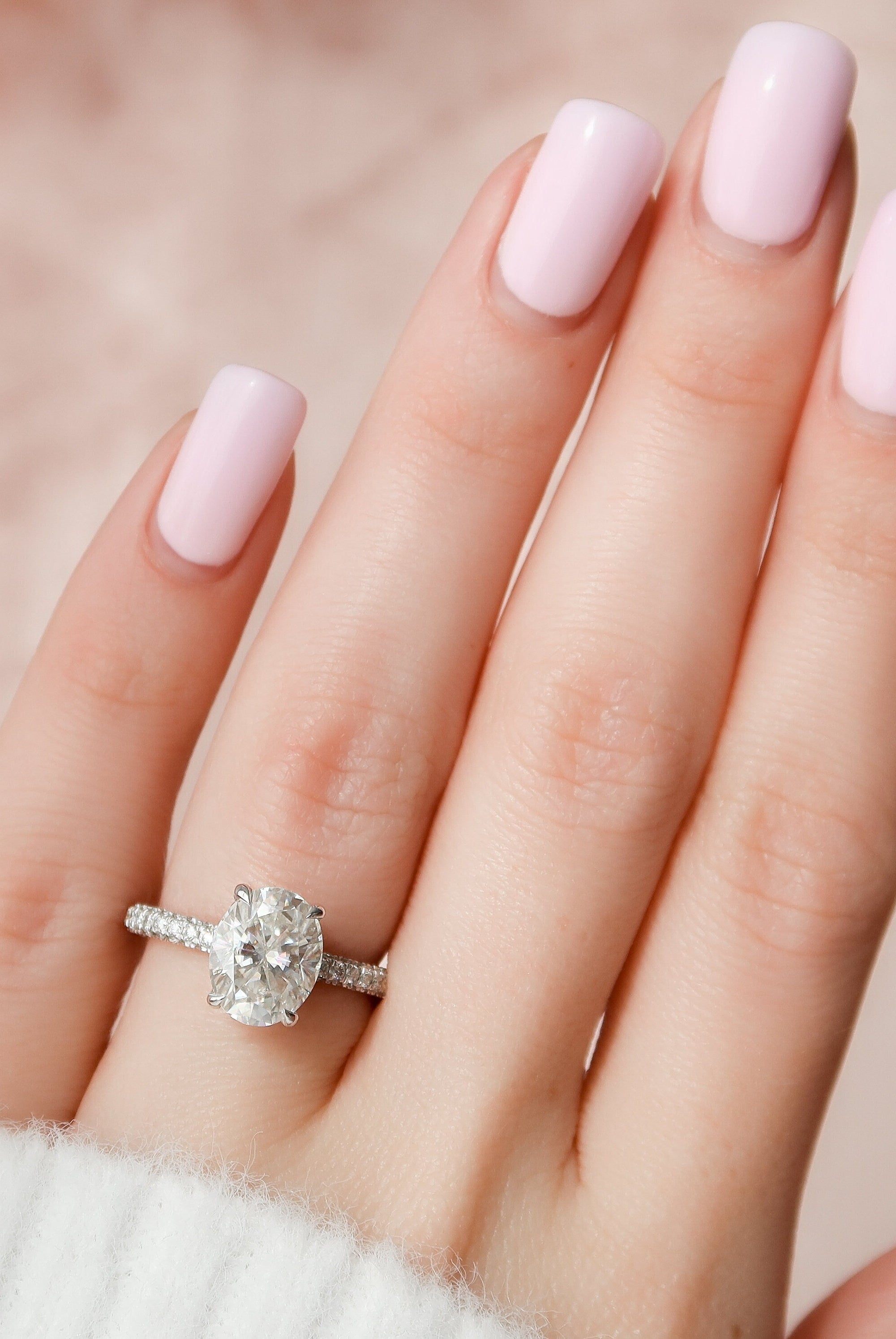 Oval Hidden Halo Engagement Ring
