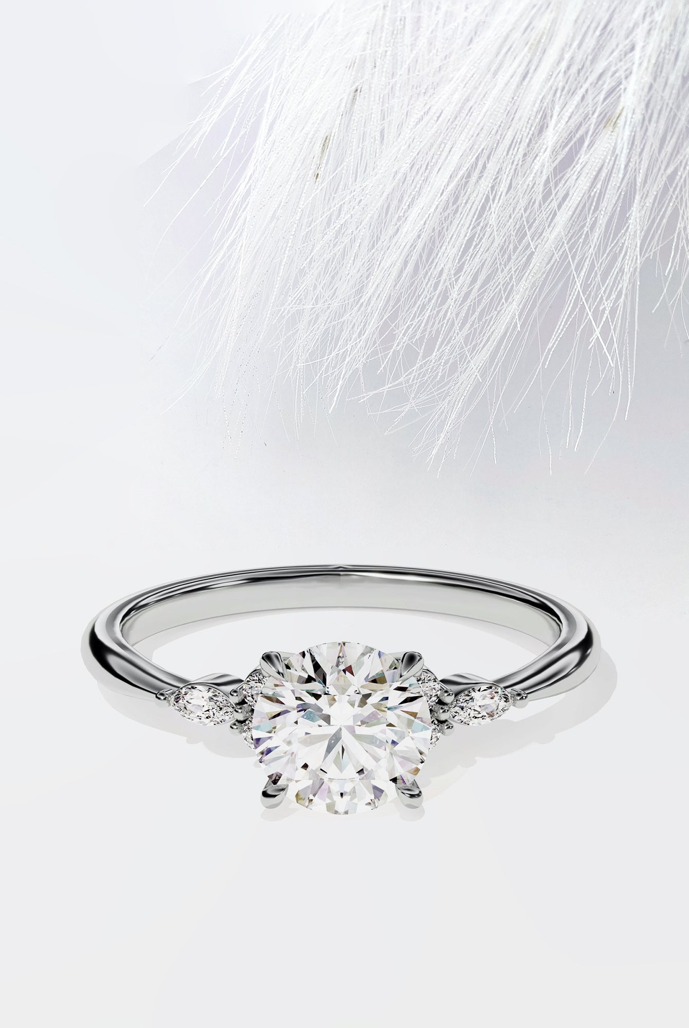 Round Cut Moissanite Cluster Diamond Engagement Ring For Her