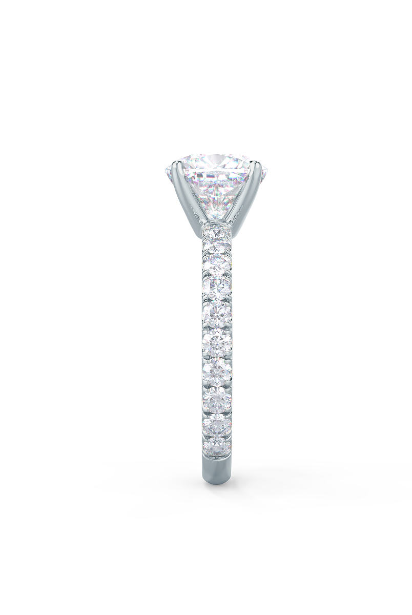 1.75CT Cushion Pave Moissanite Diamond Four Prong Engagement Ring