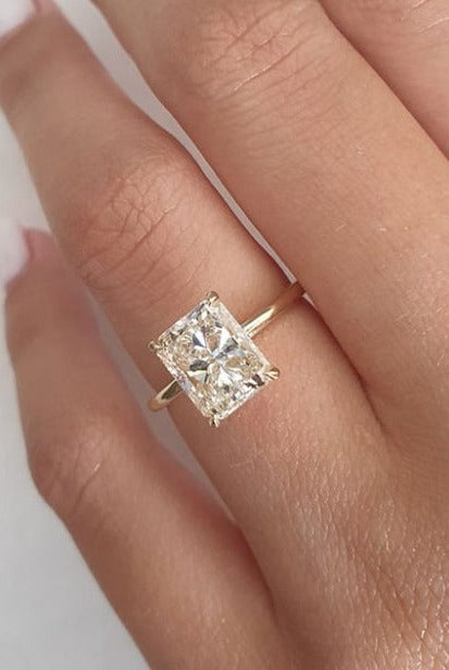 2.0CT Radiant Hidden Halo Moissanite Diamond Engagement Ring For Women
