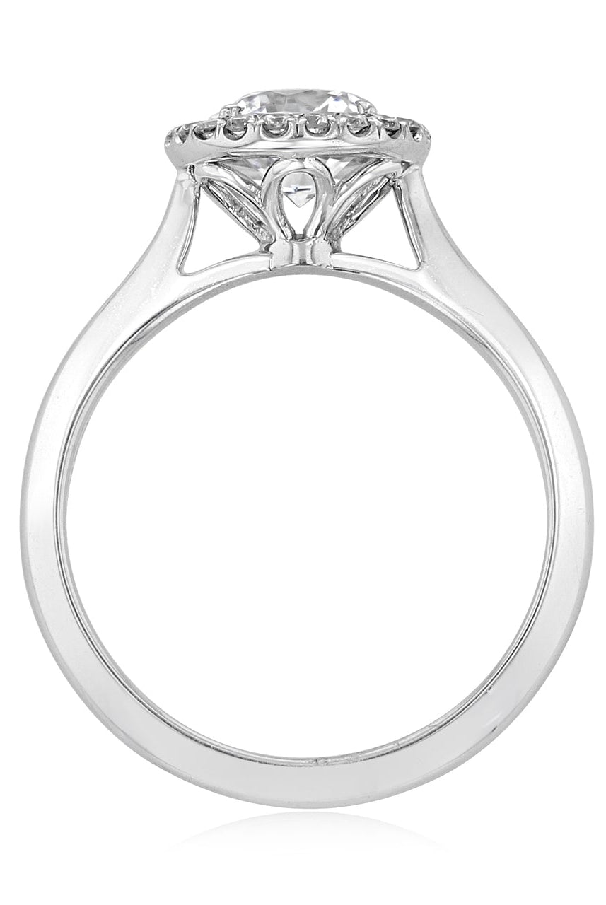 1.0CT Cathedral Set Round Moissanite Diamond Halo Engagement Ring