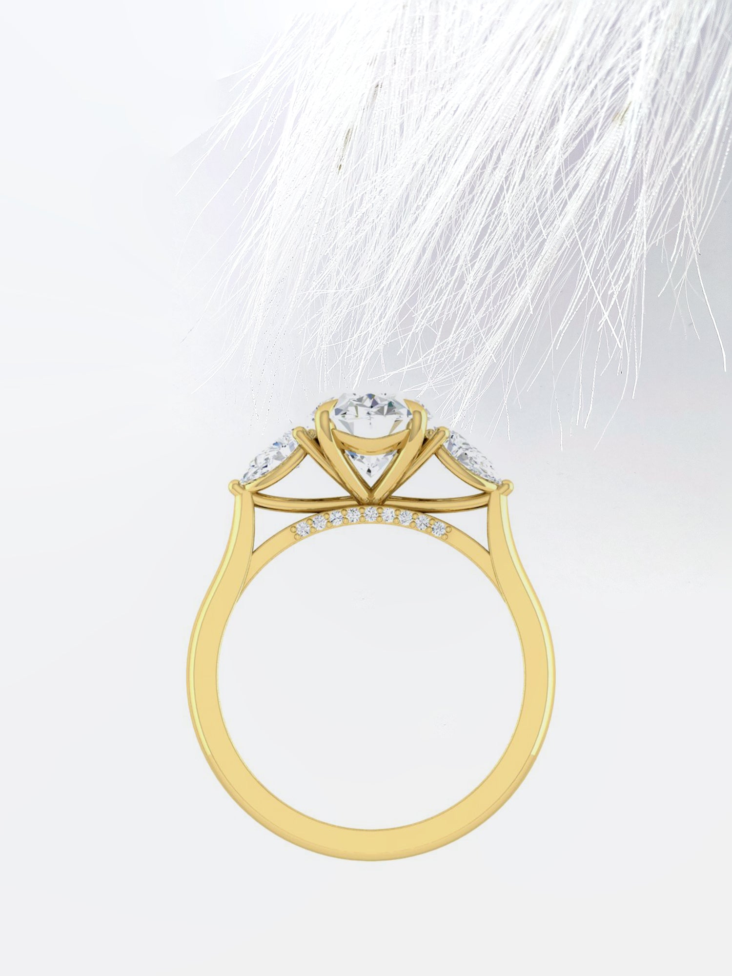 Three Stone Diamond Oval Cut Moissanite Engagement Ring For Her