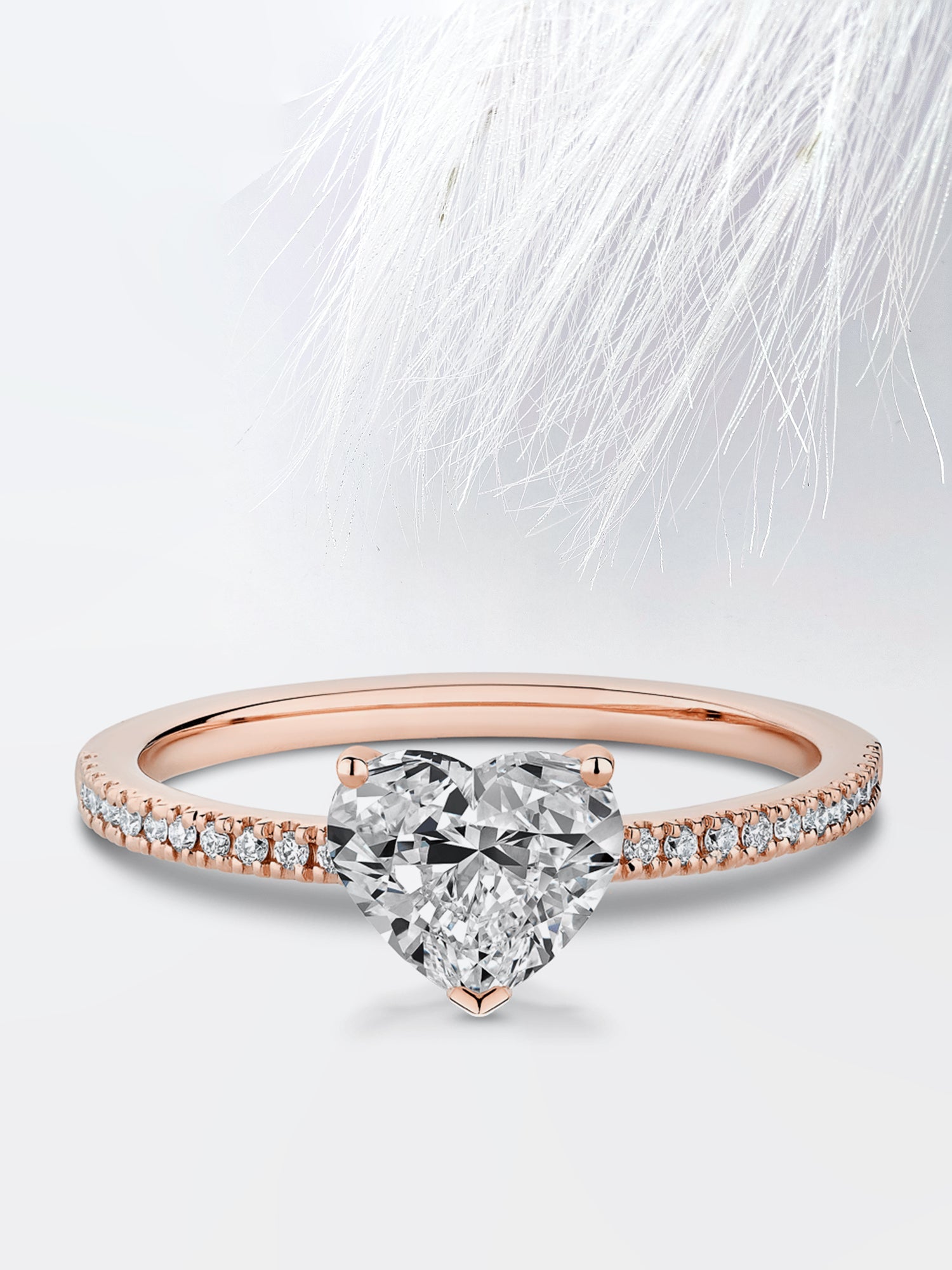 Heart Pave Diamond Moissanite Engagement Ring For Women