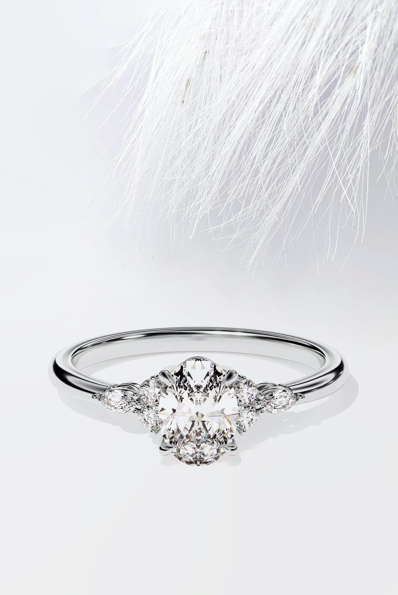 Oval Cut Moissanite Diamond Cluster engagement Ring For Women