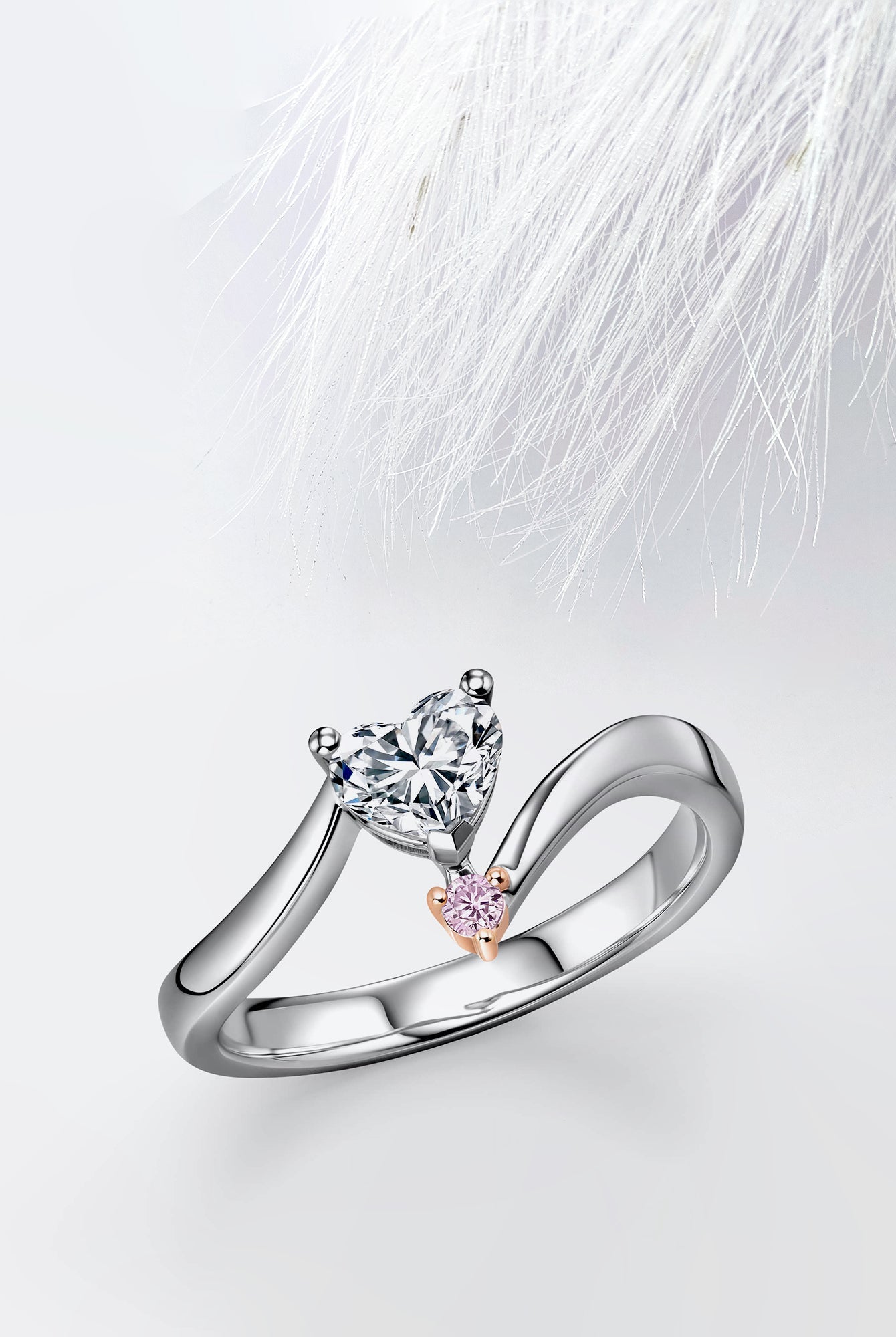 Heart Diamond Two Stone Moissanite Engagement Ring For Women