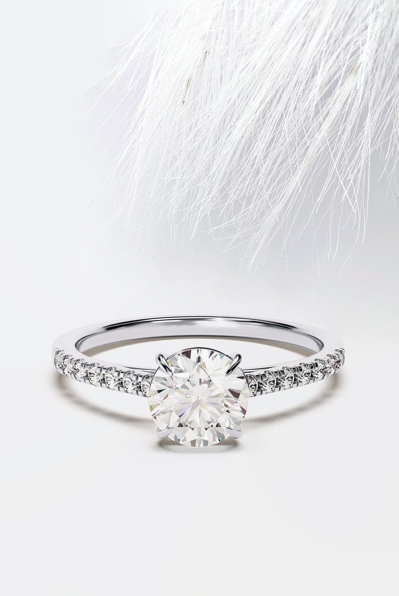 Round Cut Diamond Pave Moissanite Engagement Ring For Women