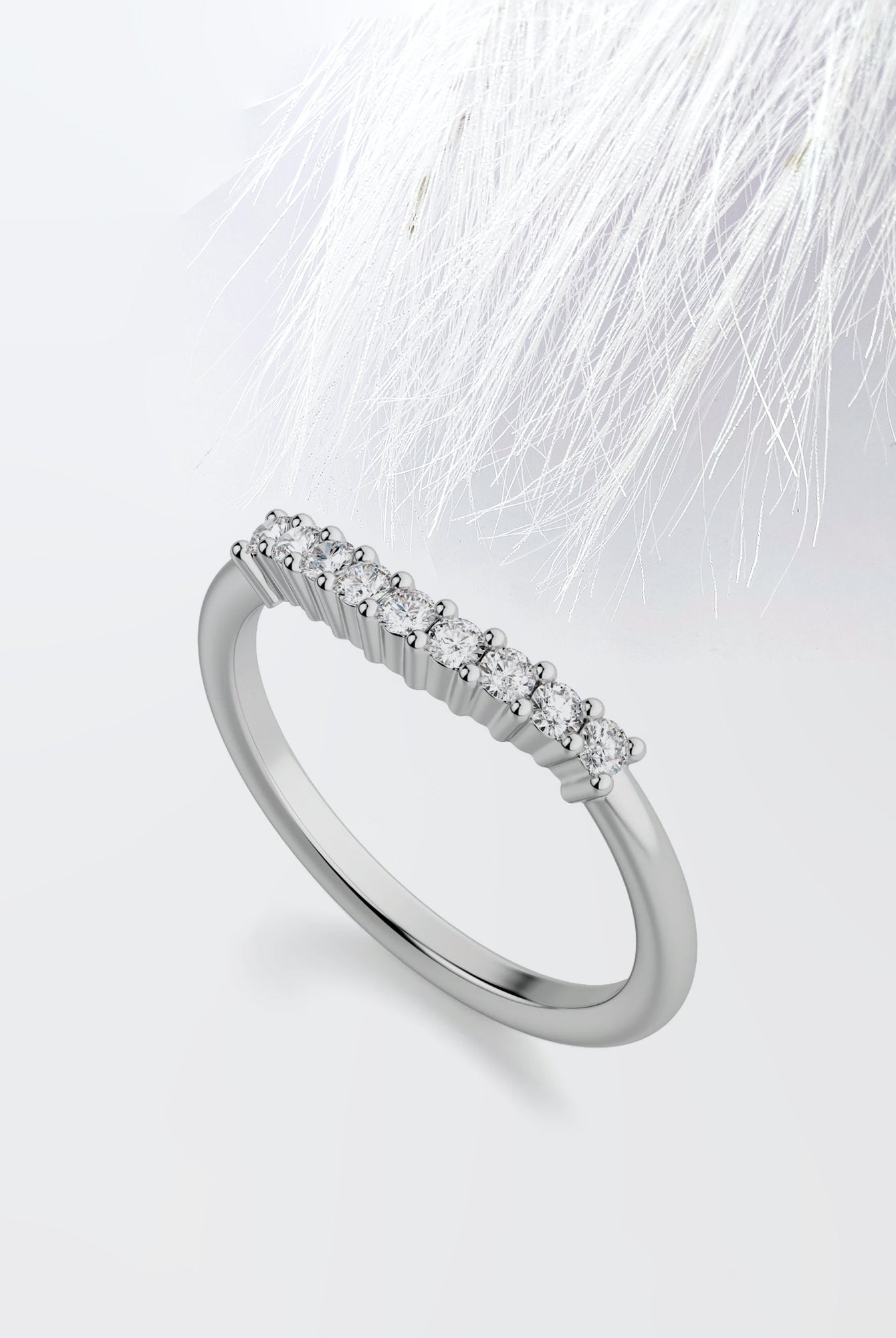 Round Cut Moissanite Diamond Wedding Band in White Gold