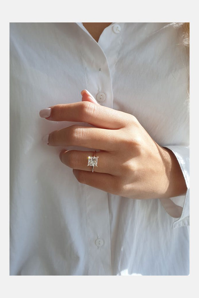 2.0ct Princess Cut Moissanite Diamond Solitaire Engagement Ring For Women